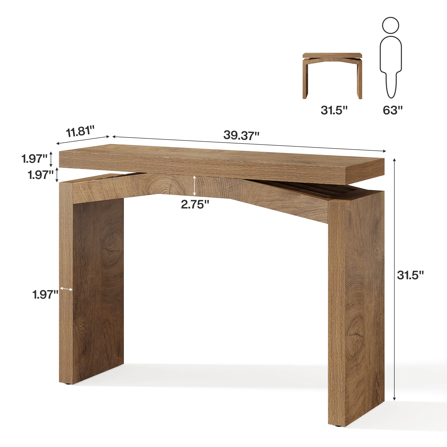 40" Farmhouse Console Table, Narrow Entryway Sofa Table with Hollow Design for Hallway, Foyer, or Living Room - Image 2