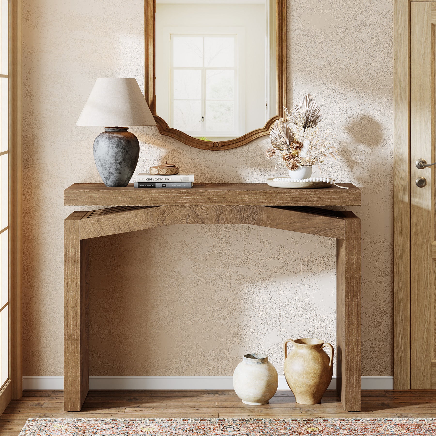 40" Farmhouse Console Table, Narrow Entryway Sofa Table with Hollow Design for Hallway, Foyer, or Living Room - Image 4