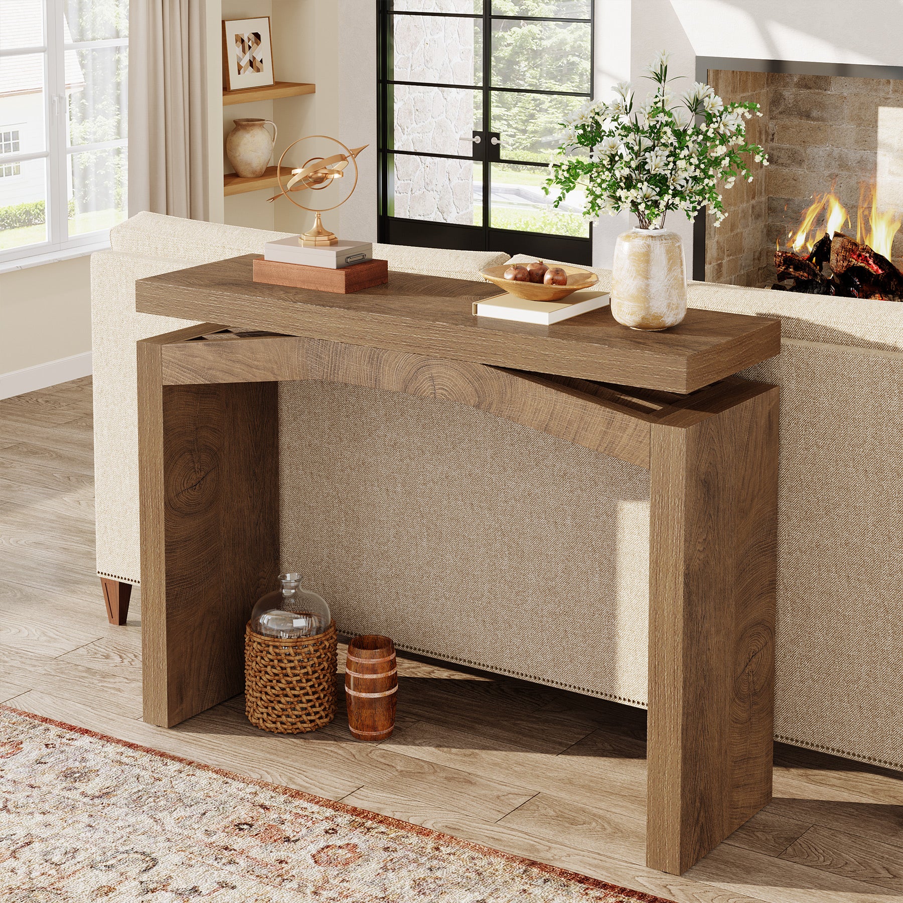 40" Farmhouse Console Table, Narrow Entryway Sofa Table with Hollow Design for Hallway, Foyer, or Living Room - Image 5