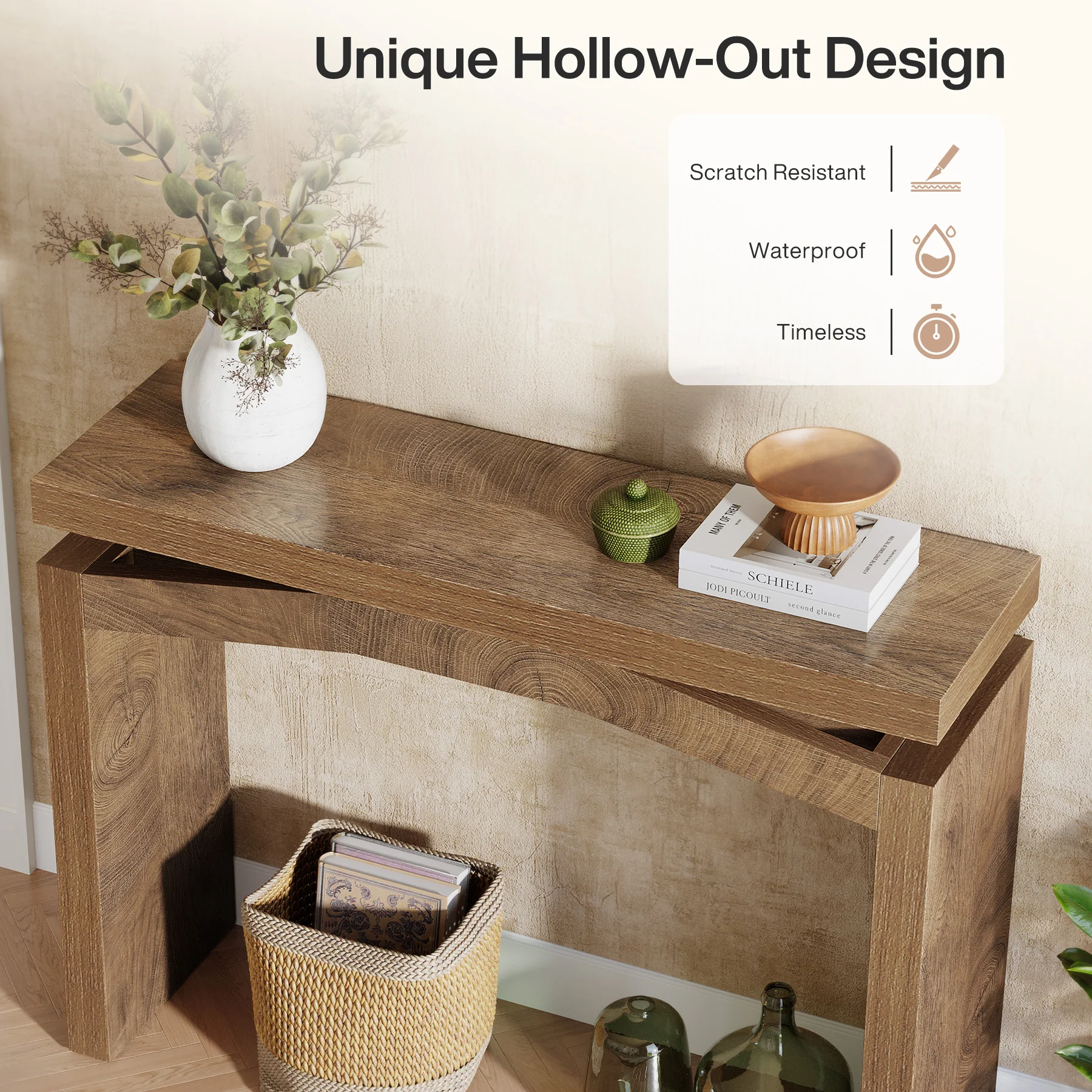 40" Farmhouse Console Table, Narrow Entryway Sofa Table with Hollow Design for Hallway, Foyer, or Living Room - Image 6