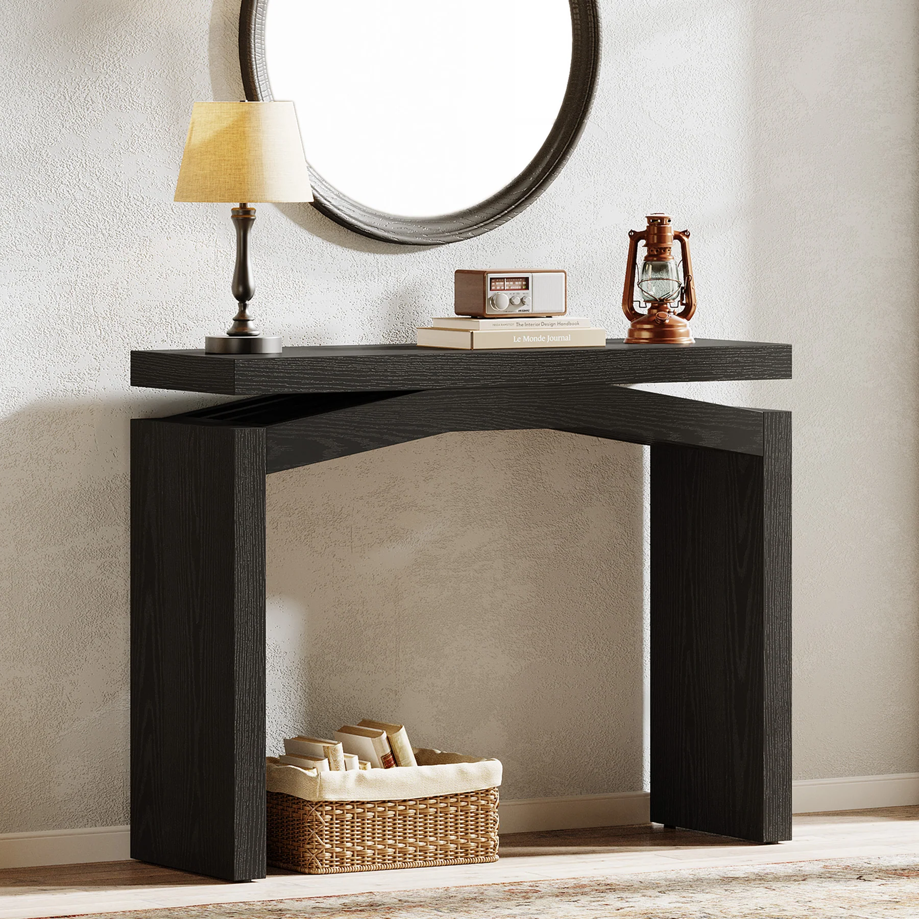 40" Farmhouse Console Table, Narrow Entryway Sofa Table with Hollow Design for Hallway, Foyer, or Living Room - Image 8