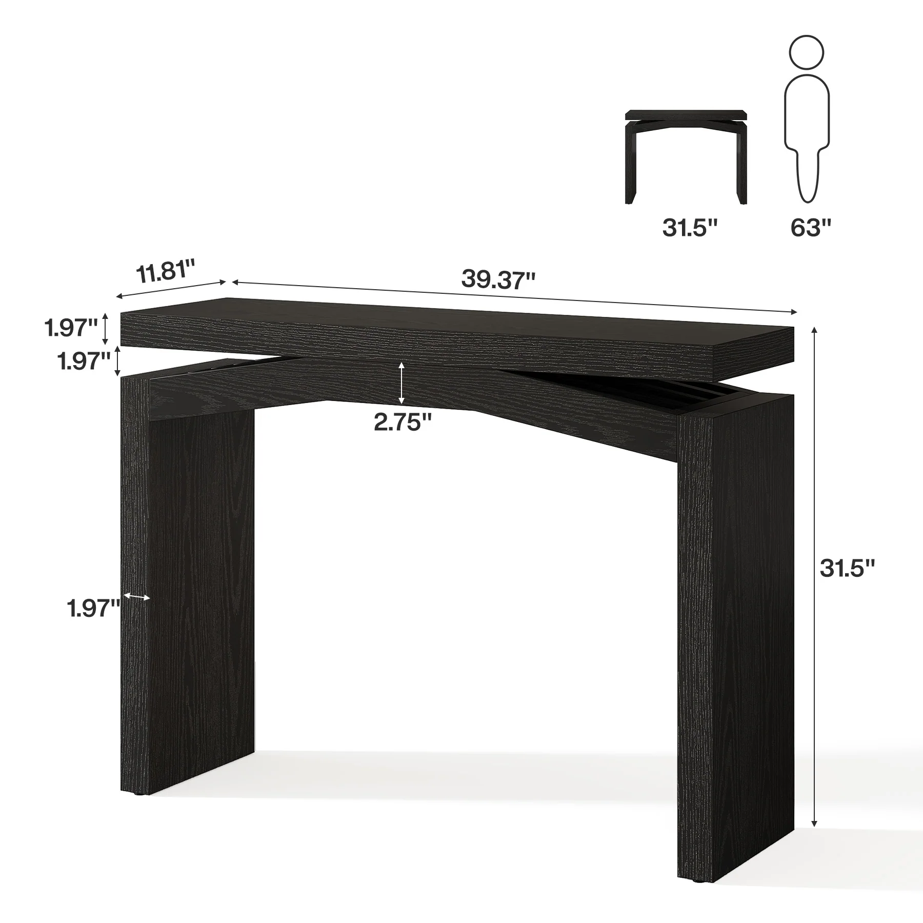 40" Farmhouse Console Table, Narrow Entryway Sofa Table with Hollow Design for Hallway, Foyer, or Living Room - Image 9