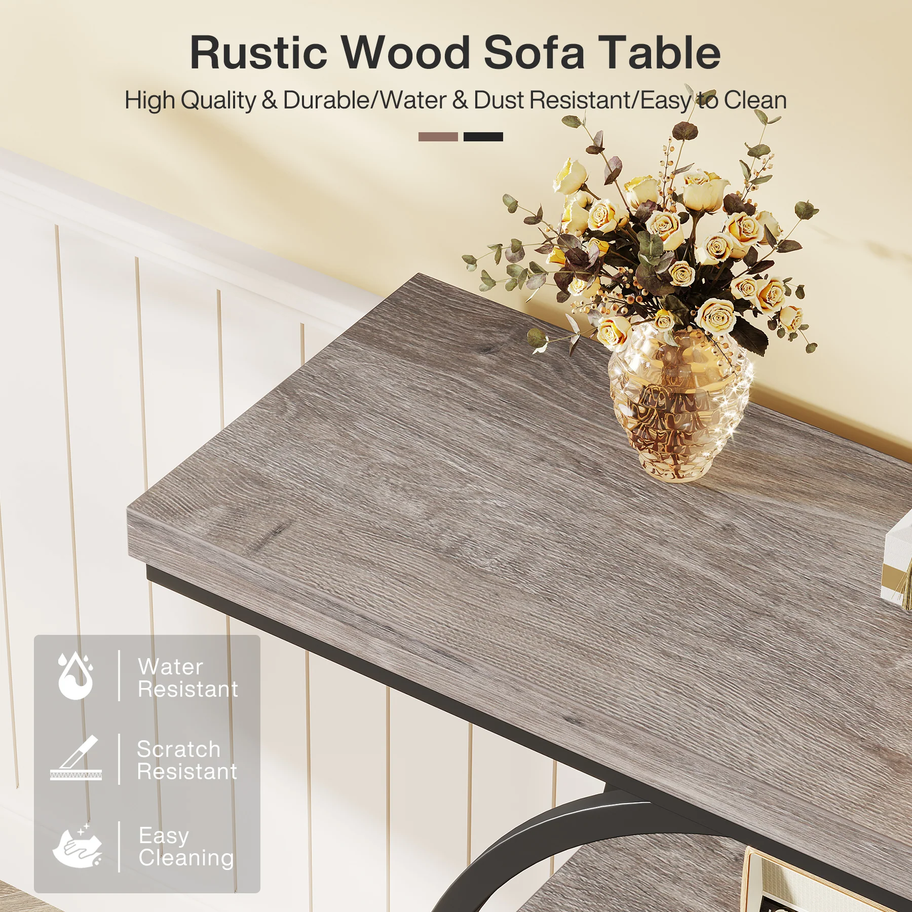 41.3" Console Table, Industrial 4-Tier Sofa Table Entryway Table with Circle Base - Image 14