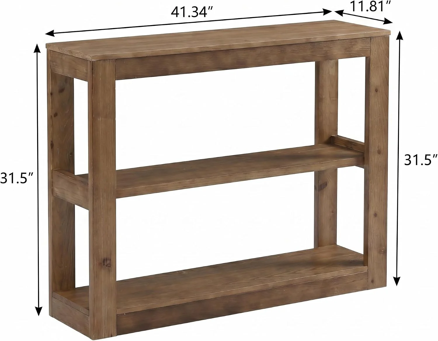 41.3" Solid Wood Console Tabale, Farmhouse Sofa Table with 3-Tier Shelves - Image 2