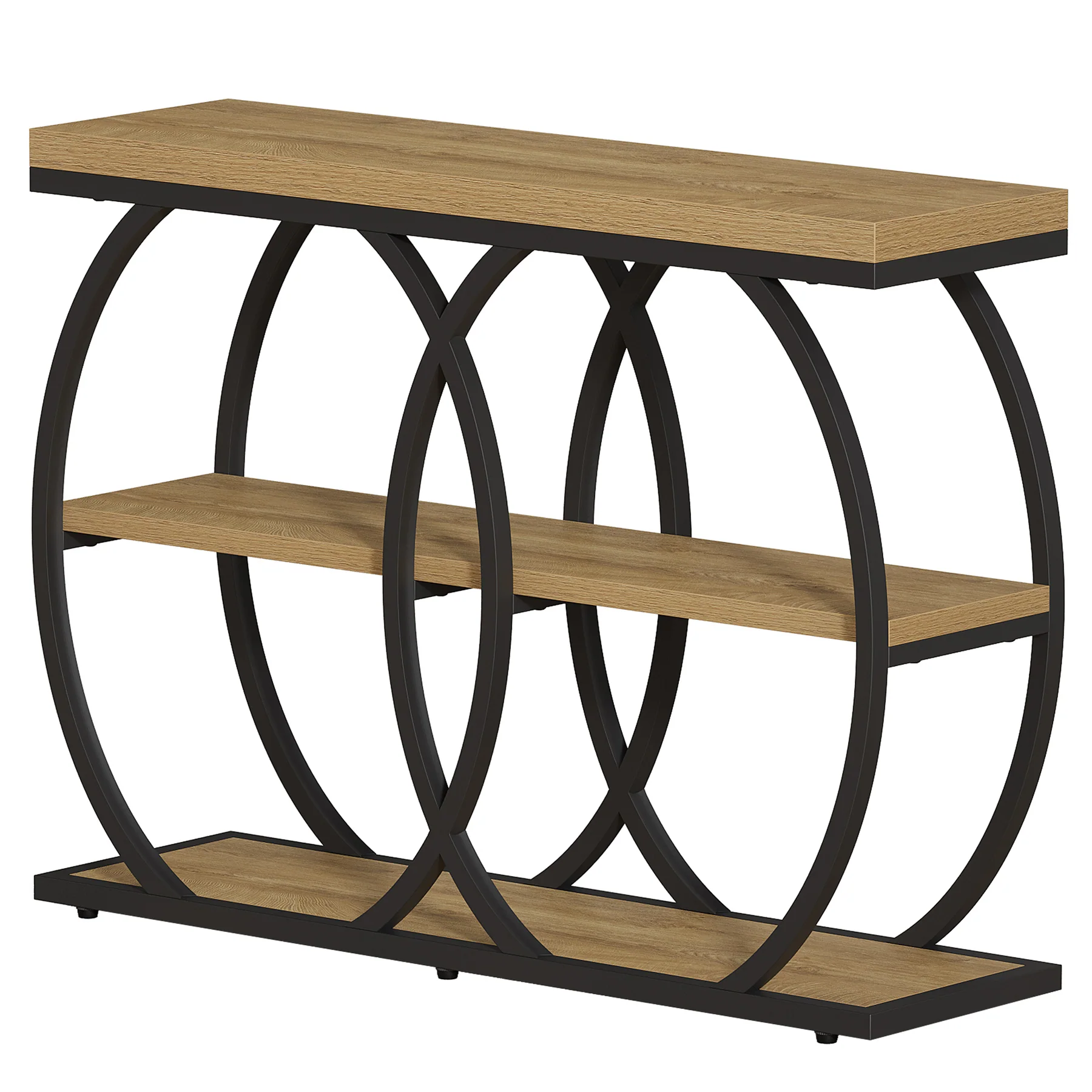 41.3" Industrial Console Table with 3-Tier Shelves, Narrow Entryway Sofa Table with Metal Frame - Image 9