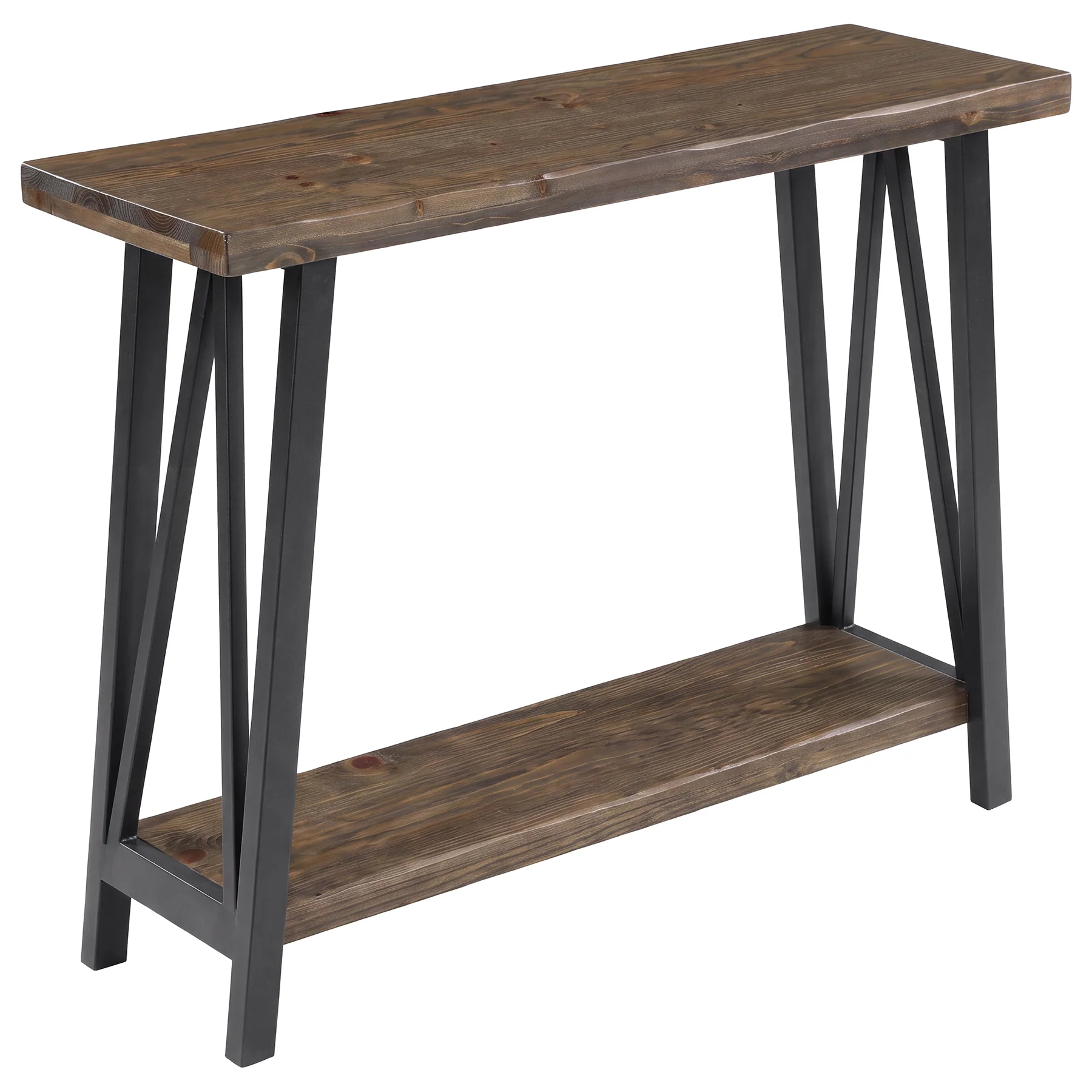 41.3" Live-Edge Solid Wood Console Table, 2-Tier Entryway Table with Metal Frame - Image 9