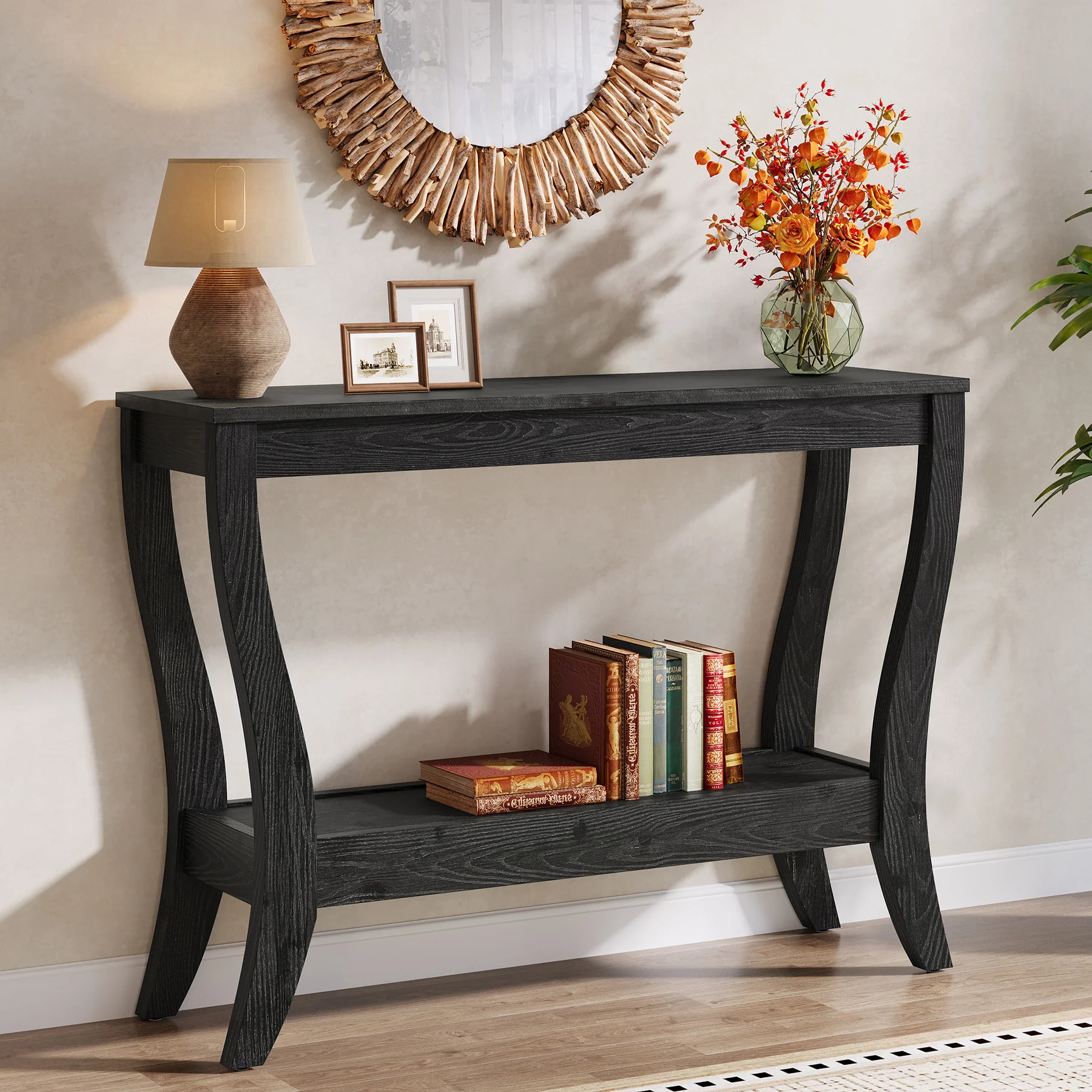 41.3" Solid Wood Console Table, Farmhouse Entryway Table With Storage - Image 11