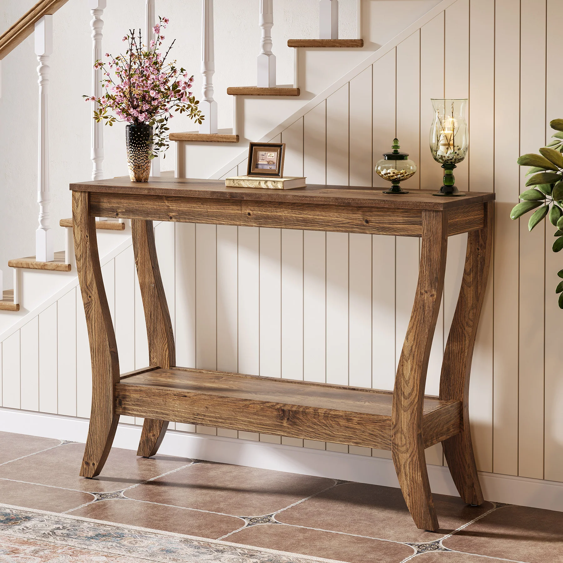 41.3" Solid Wood Console Table, Farmhouse Entryway Table With Storage - Image 4