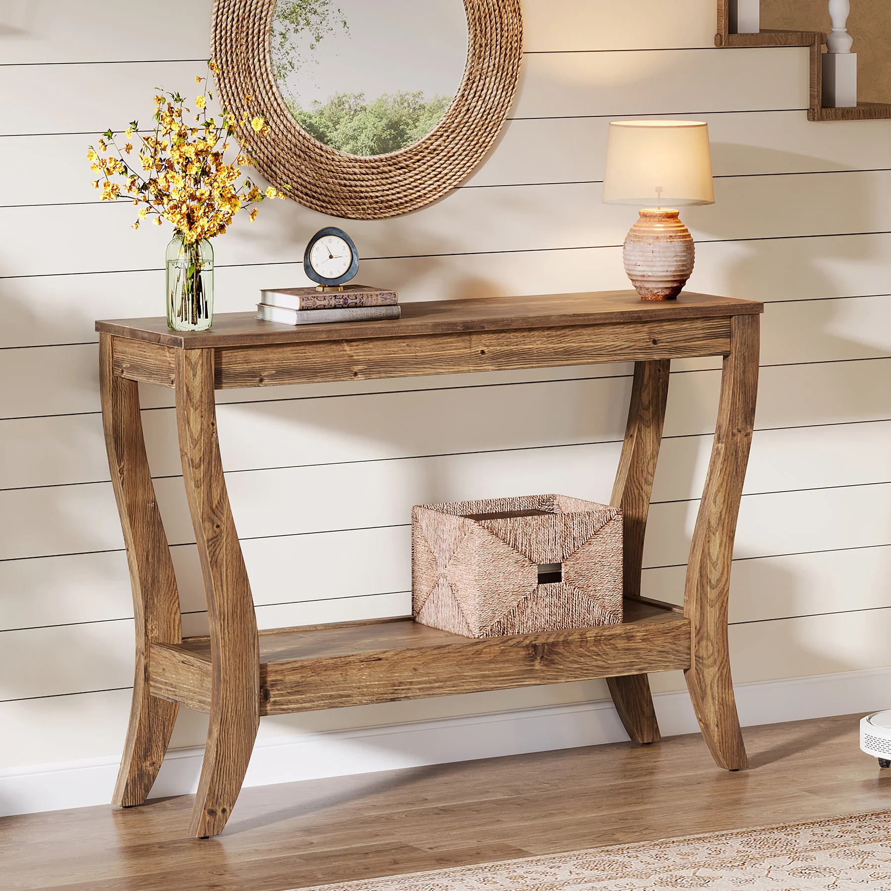 41.3" Solid Wood Console Table, Farmhouse Entryway Table With Storage - Image 6