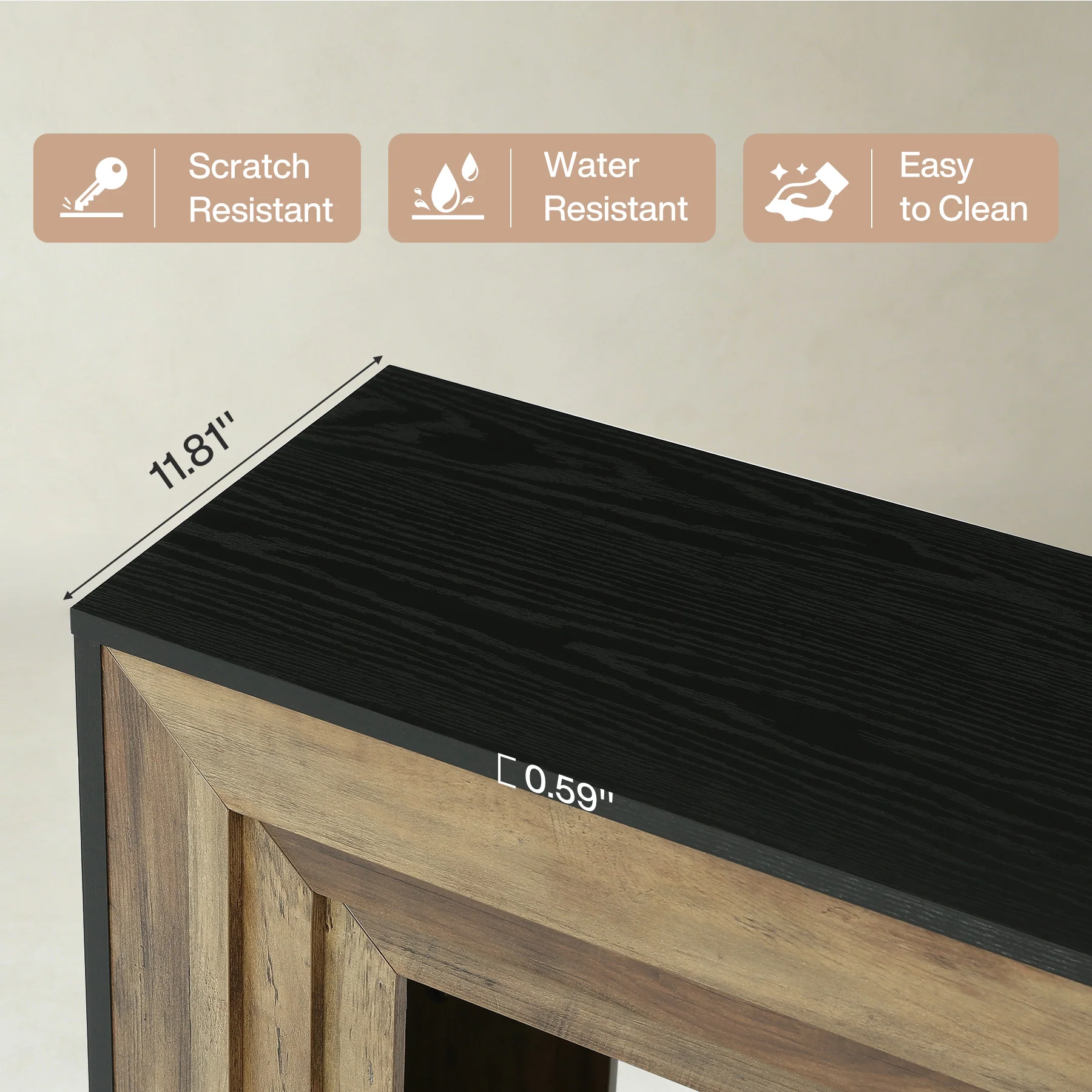 41.4" Narrow Console Table, Entryway Table with Open Storage, Vintage Wood & Matte Black Finish - Image 6