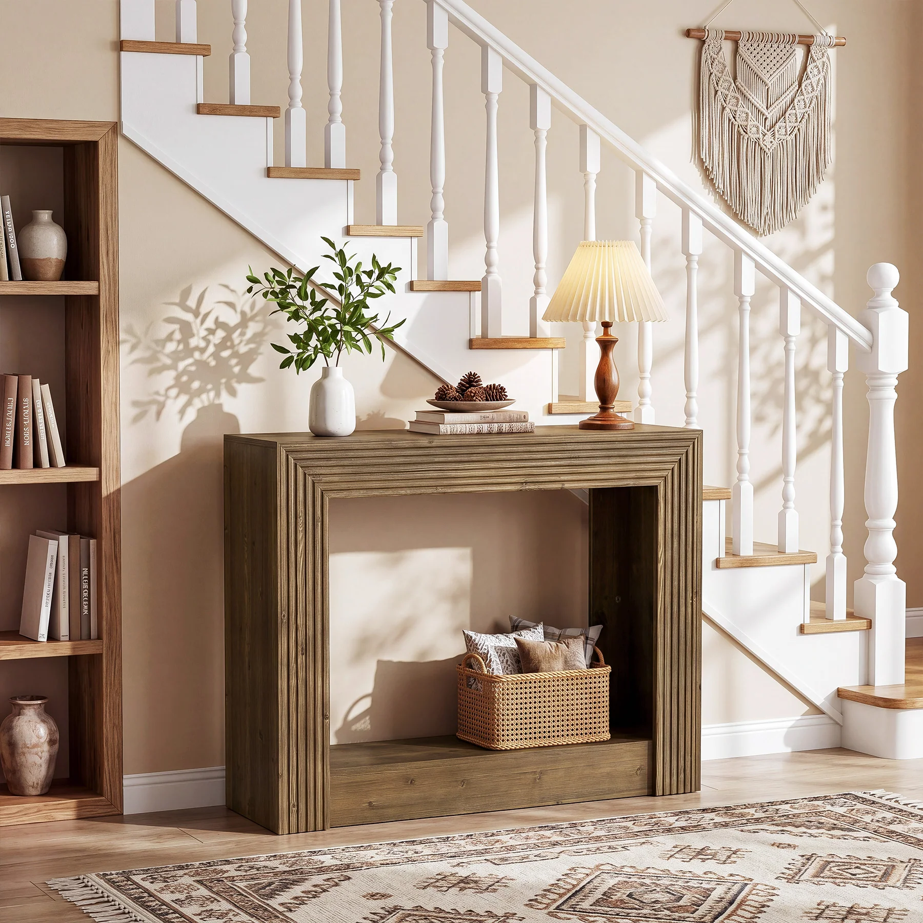 41" Farmhouse Console Table with Storage, Narrow 2-Tier Sofa Table for Entryway or Behind Couch - Image 5