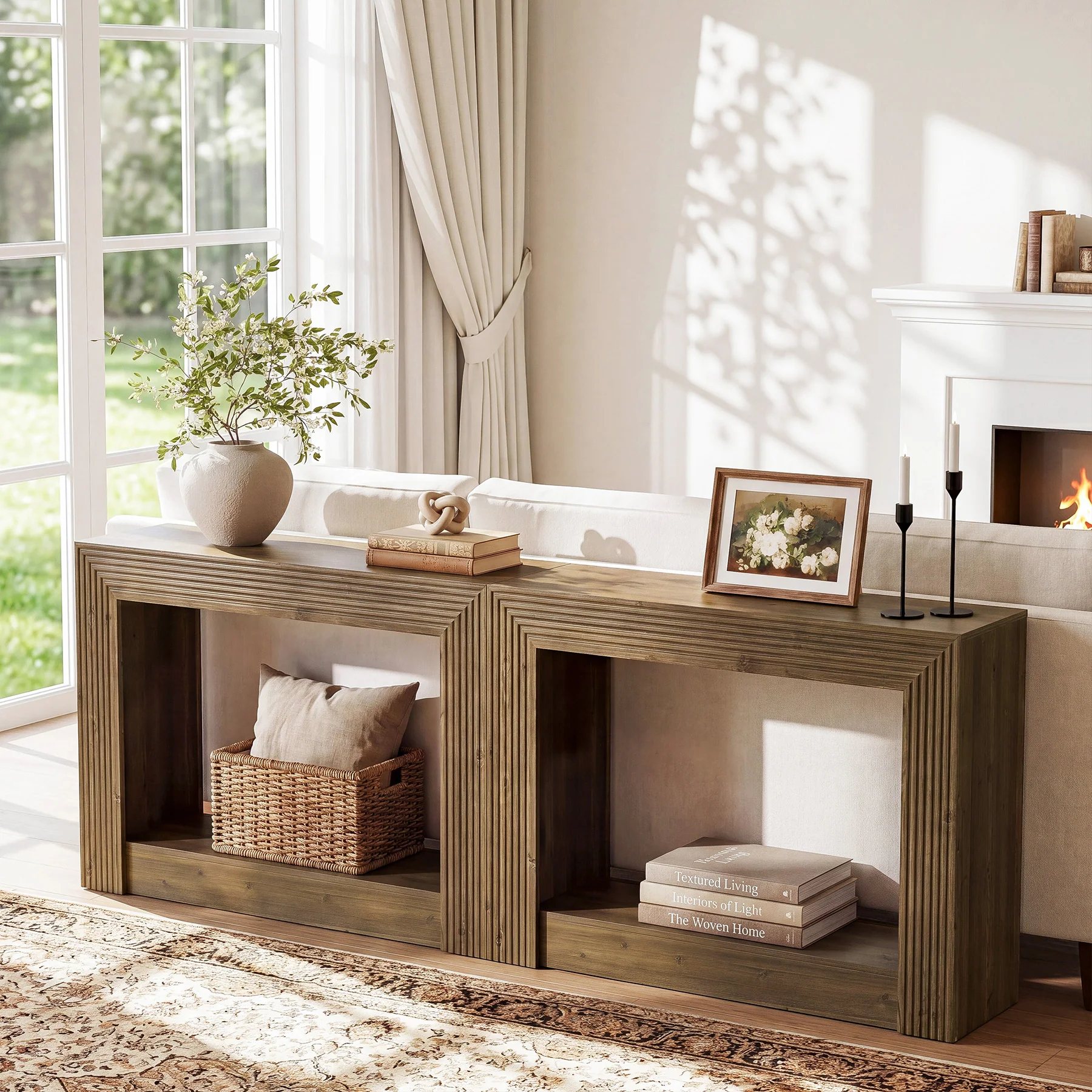 41" Farmhouse Console Table with Storage, Narrow 2-Tier Sofa Table for Entryway or Behind Couch - Image 6
