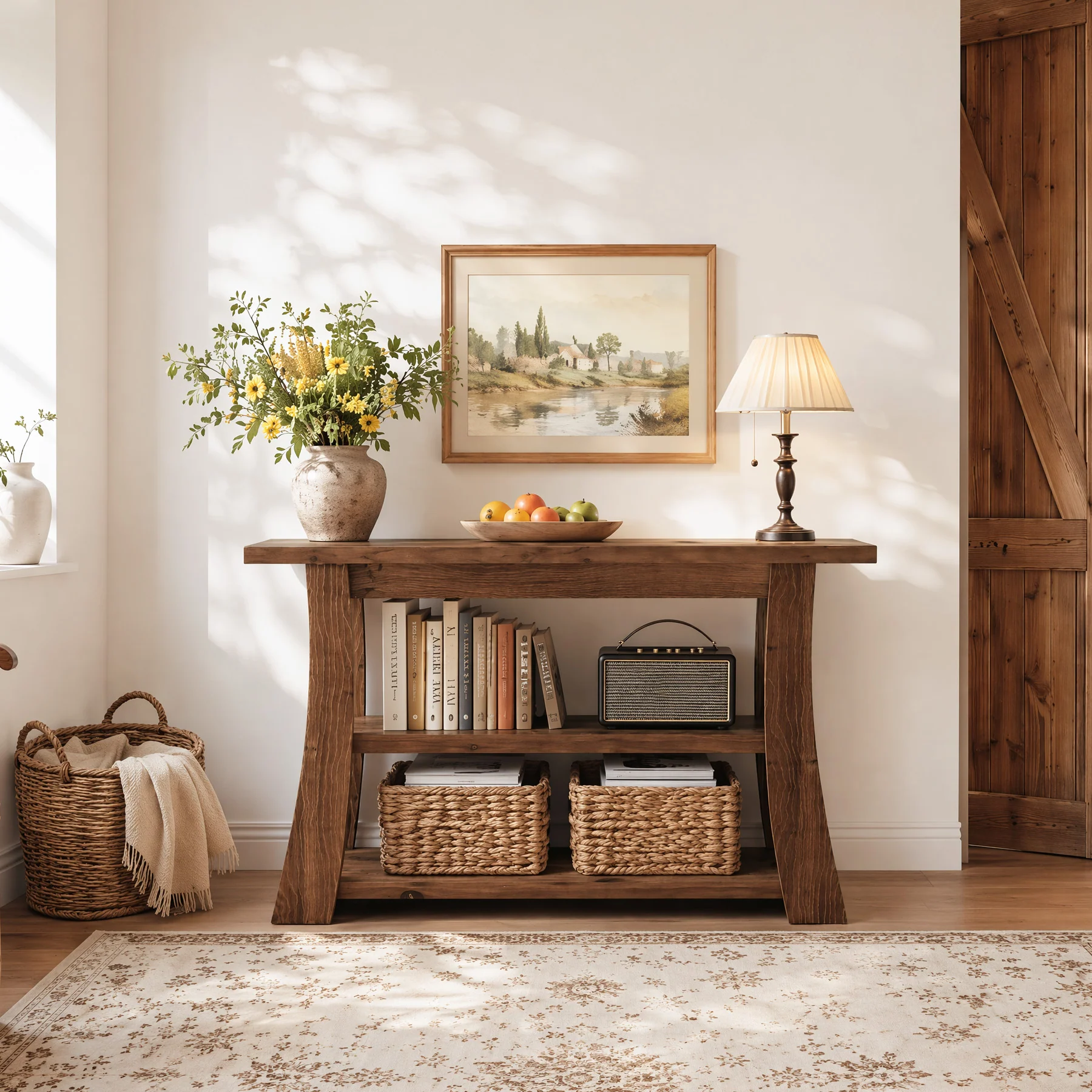 41" Solid Wood Console Table, 3-Tier Narrow Entryway Sofa Table for Living Room Hallway - Image 5