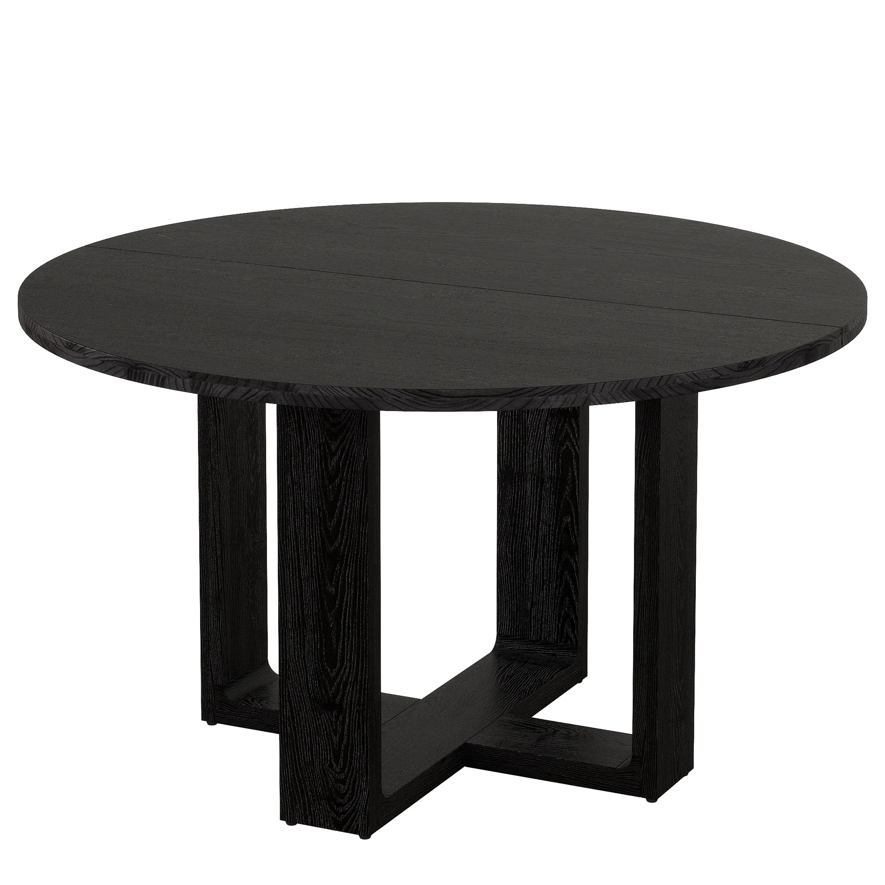 47.24" Black Solid Wood Conference Table, Round Meeting Table for 4–6 People with Cross-Shaped Base - Image 7