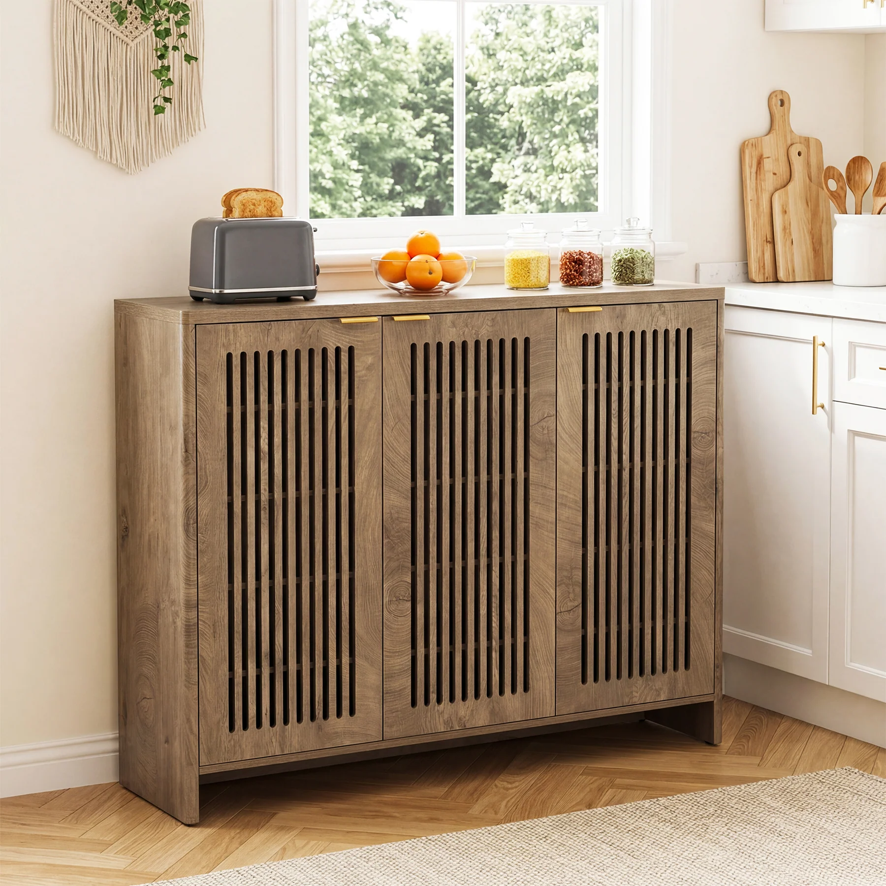47" Buffet Cabinet with Storage, Sideboard Cabinet with Adjustable Shelves & Doors for Dining Room
