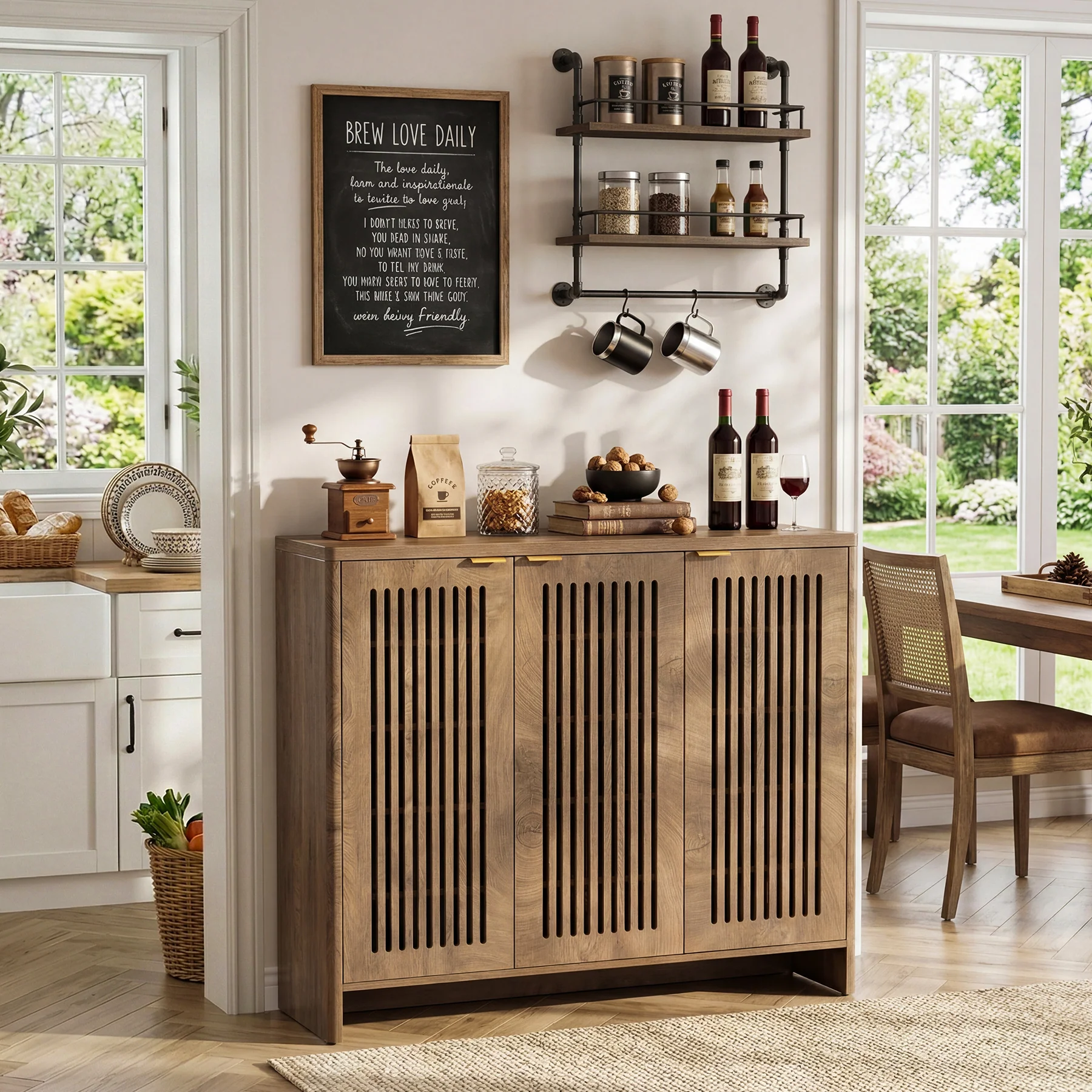 47" Buffet Cabinet with Storage, Sideboard Cabinet with Adjustable Shelves & Doors for Dining Room - Image 4