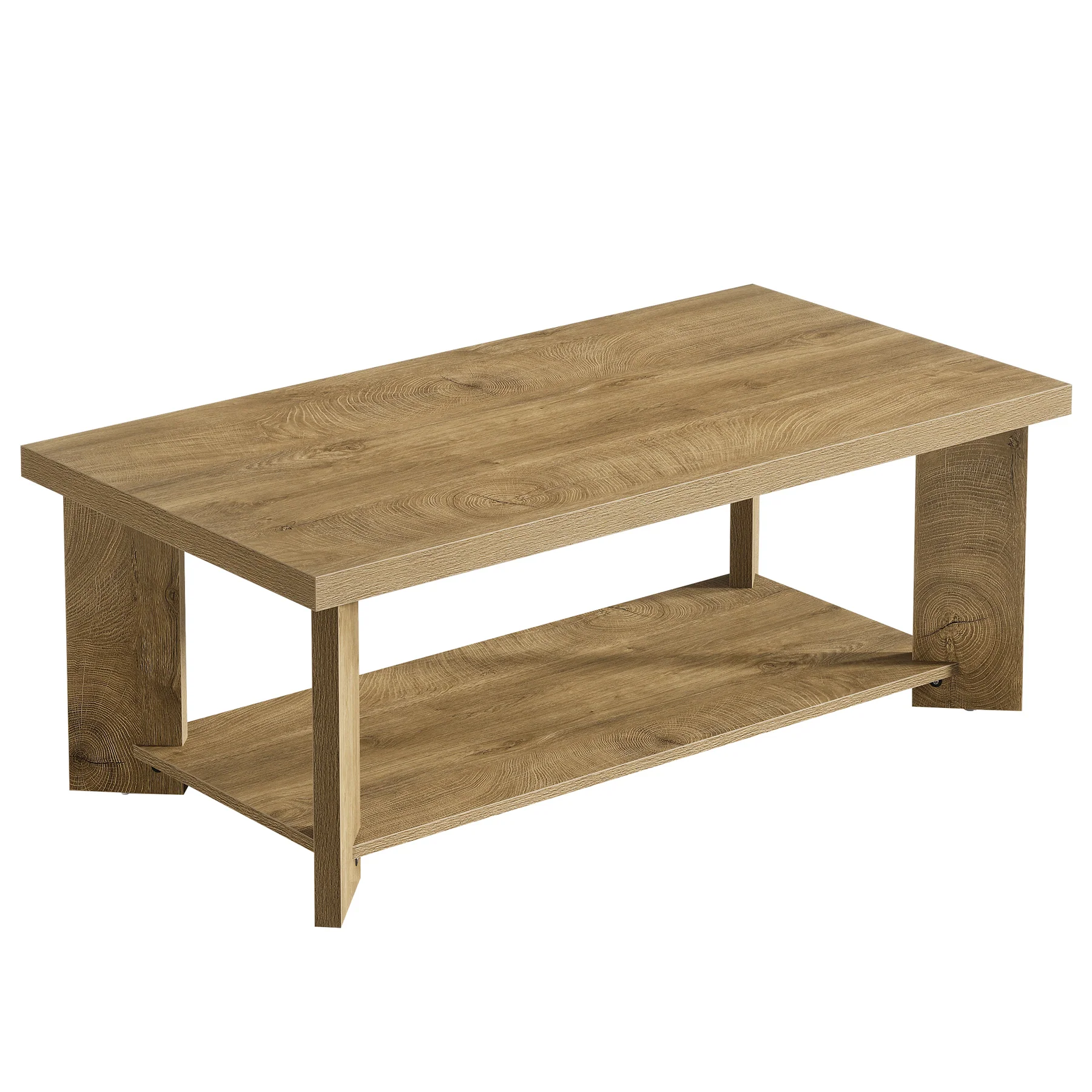 47" Coffee Tables, Farmhouse Rectangle Center Cocktail Table with Storage Shelves for Living Room - Image 8