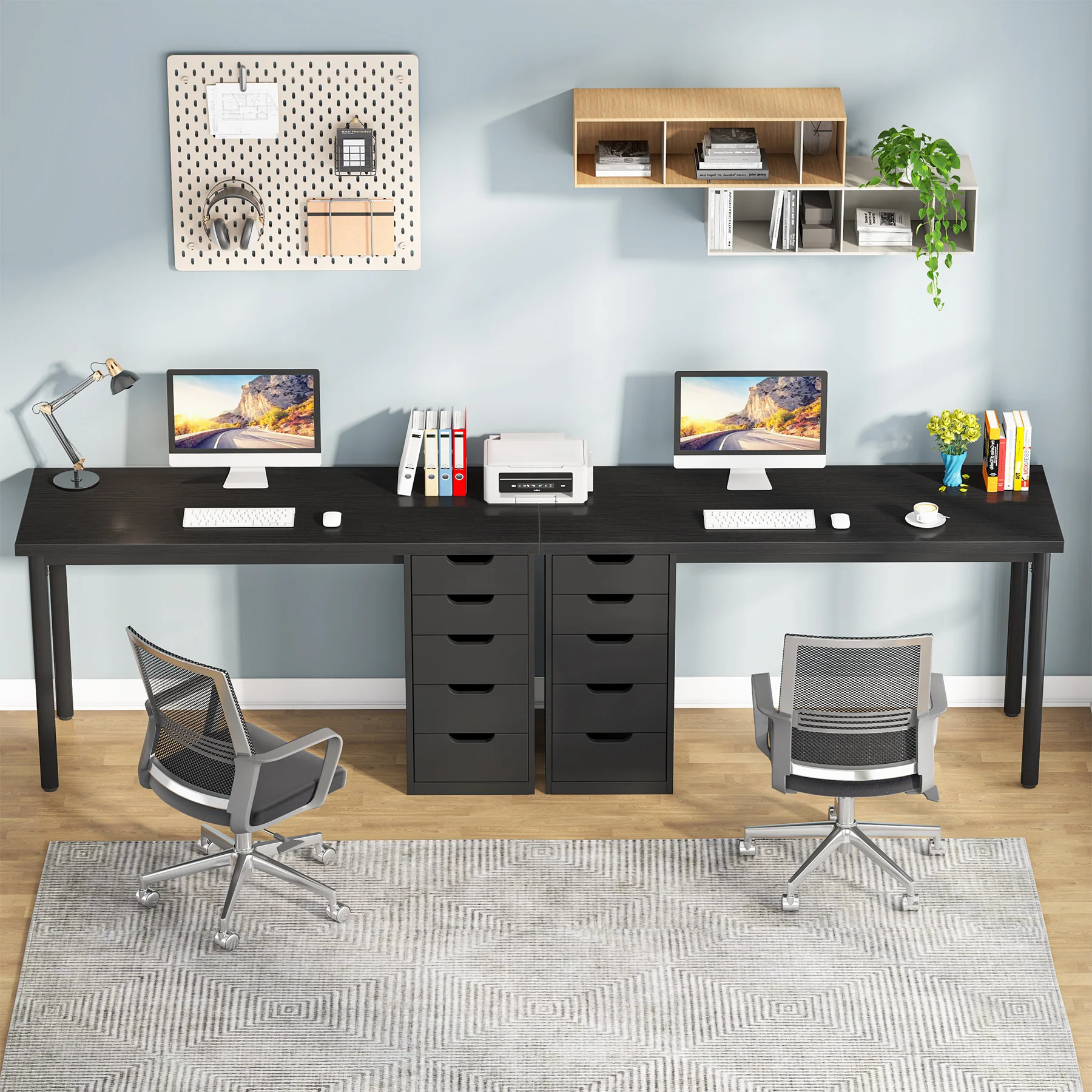 47" Computer Desk with 5 Drawers, Compact Storage Home Office Desk - Image 20