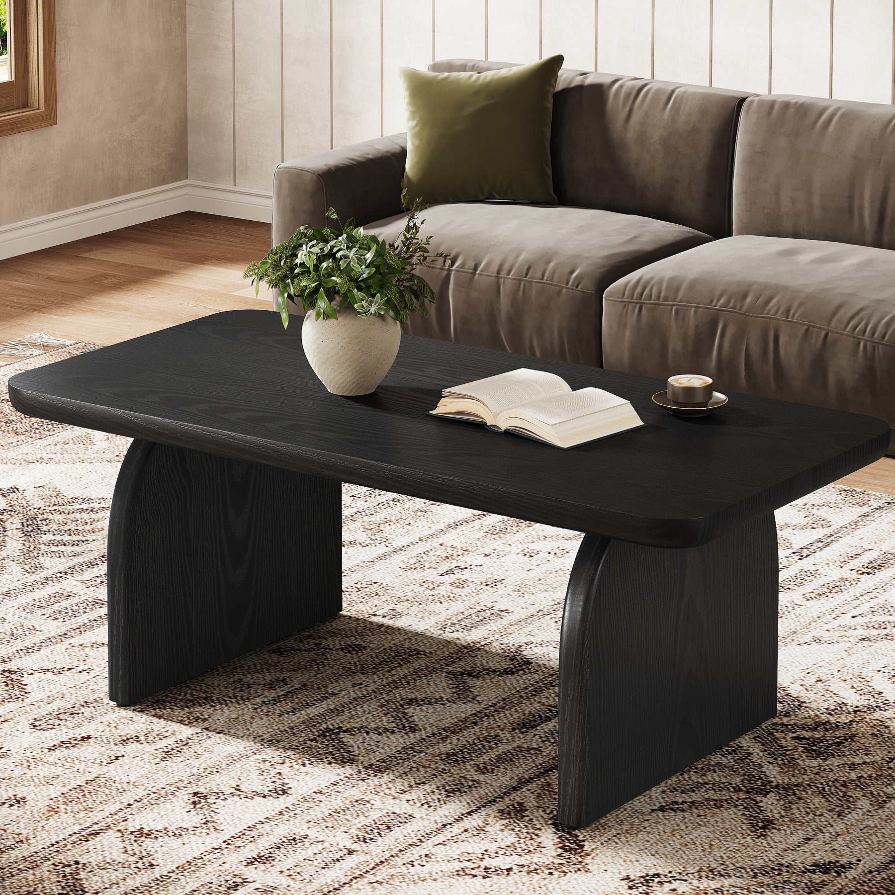 47" Farmhouse Coffee Table, Rectangular Wooden Center Table for Living Room - Image 11