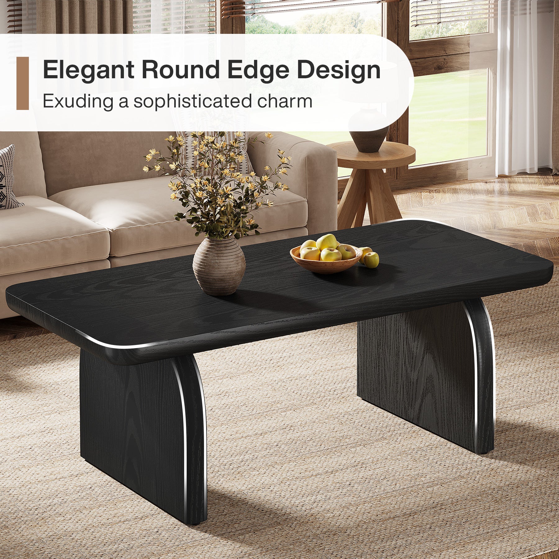 47" Farmhouse Coffee Table, Rectangular Wooden Center Table for Living Room - Image 16