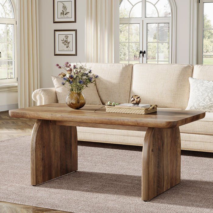 47" Farmhouse Coffee Table, Rectangular Wooden Center Table for Living Room - Image 3