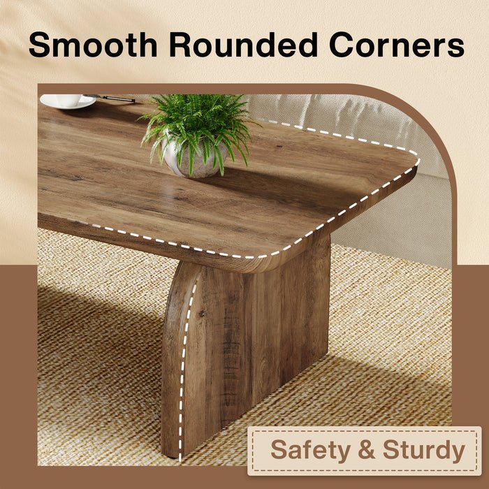47" Farmhouse Coffee Table, Rectangular Wooden Center Table for Living Room - Image 5