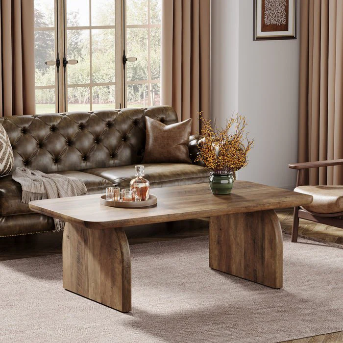 47" Farmhouse Coffee Table, Rectangular Wooden Center Table for Living Room - Image 6