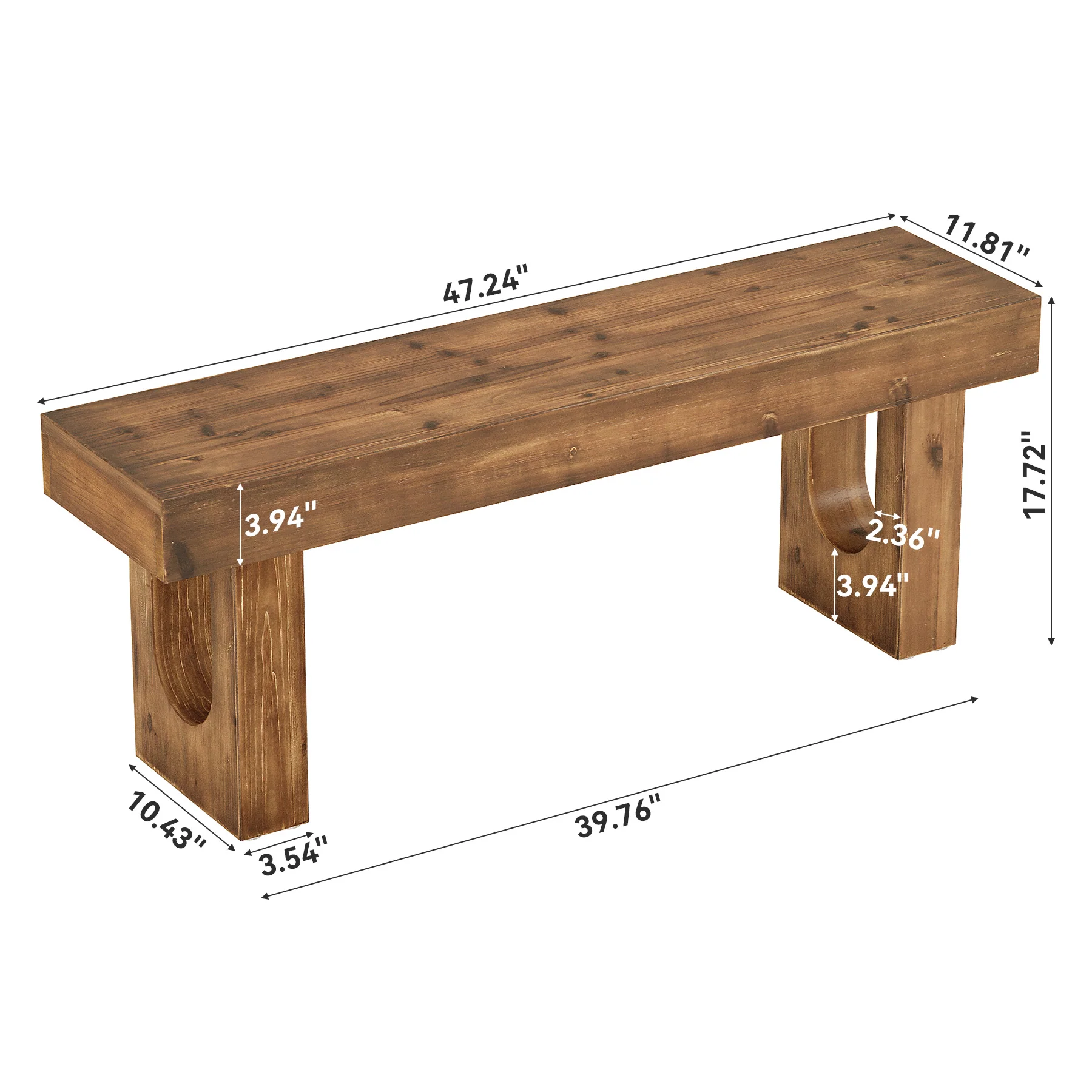 Wood Shoe Bench, 47" Narrow Entryway Bench End of Bed Bench - Image 2