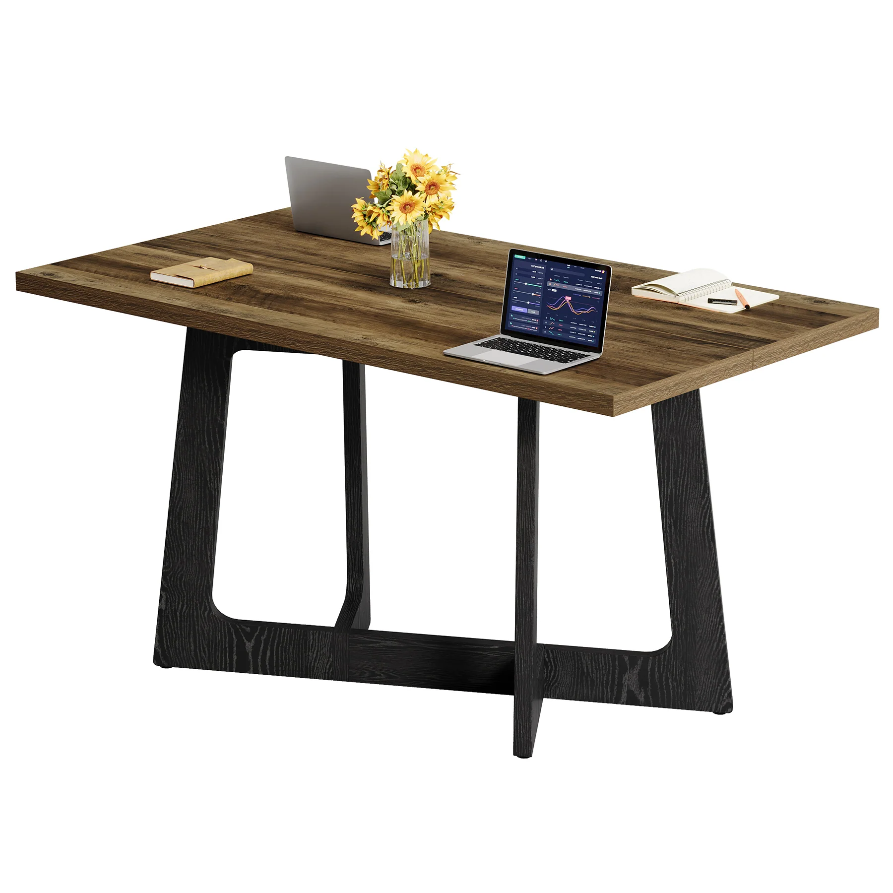 47" Industrial Conference Table for 2-4 People, Office Meeting Table with Sturdy Metal Base - Image 7