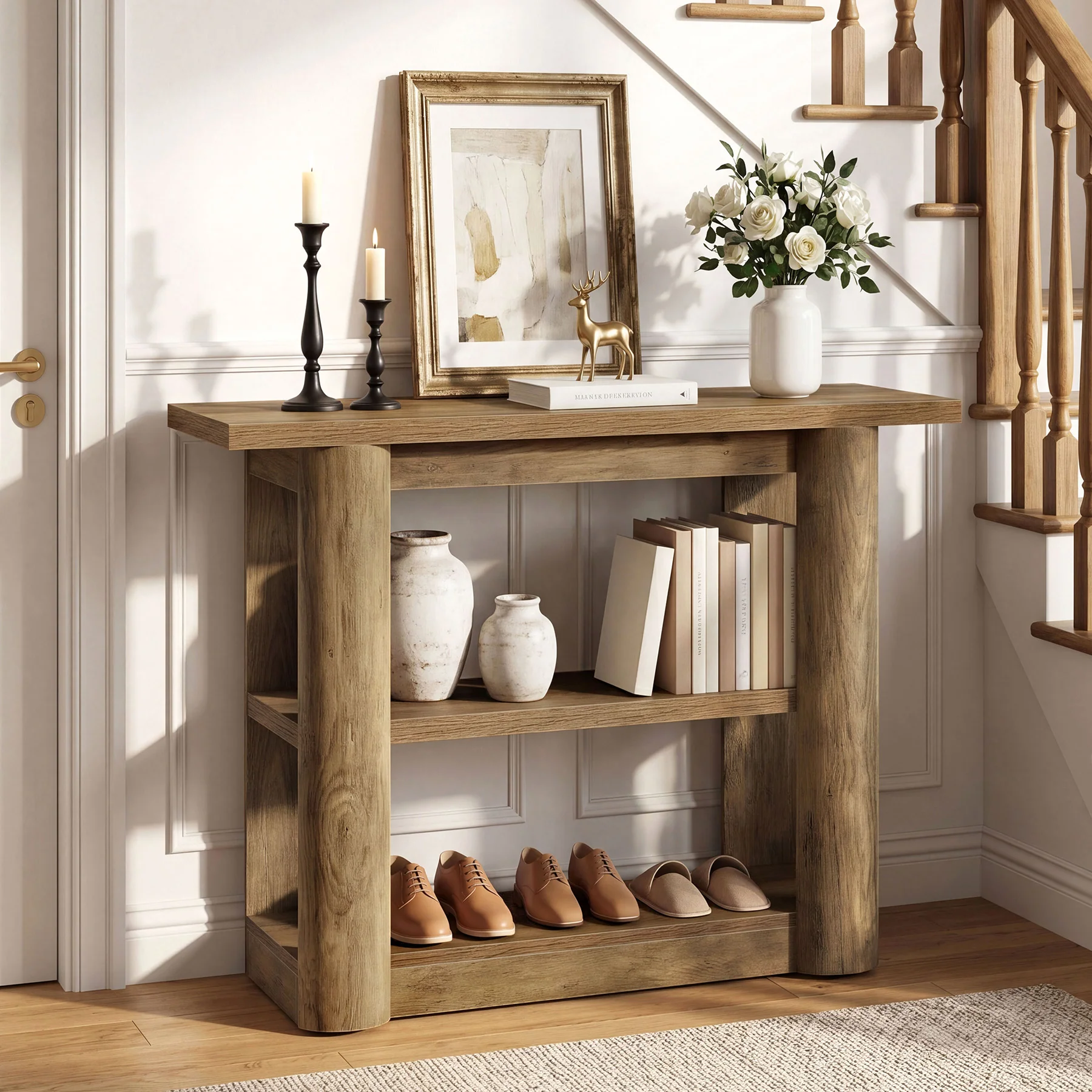47" Narrow Console Table with Shelves, 3-Tier Entryway Sofa Table with Thick Frame for Hallway & Living Room - Image 3