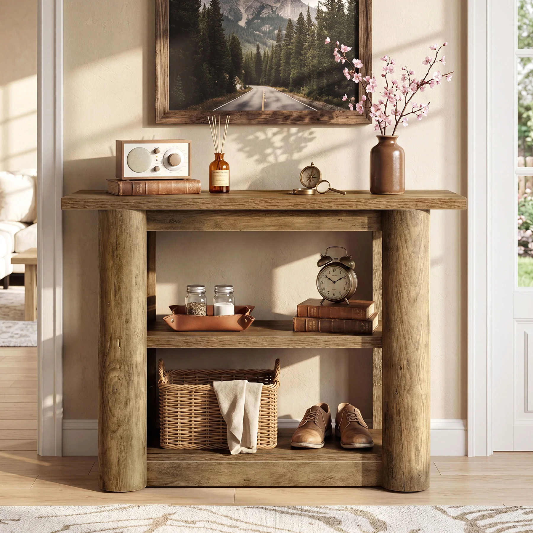 47" Narrow Console Table with Shelves, 3-Tier Entryway Sofa Table with Thick Frame for Hallway & Living Room - Image 4