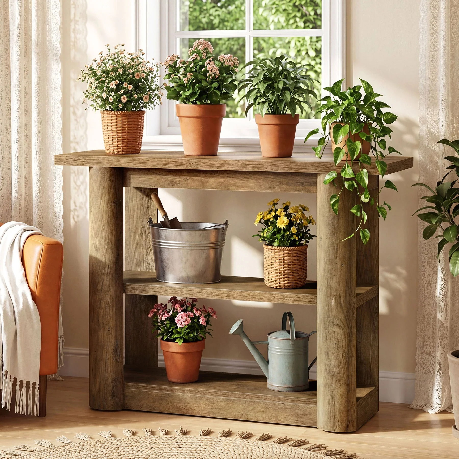 47" Narrow Console Table with Shelves, 3-Tier Entryway Sofa Table with Thick Frame for Hallway & Living Room - Image 5