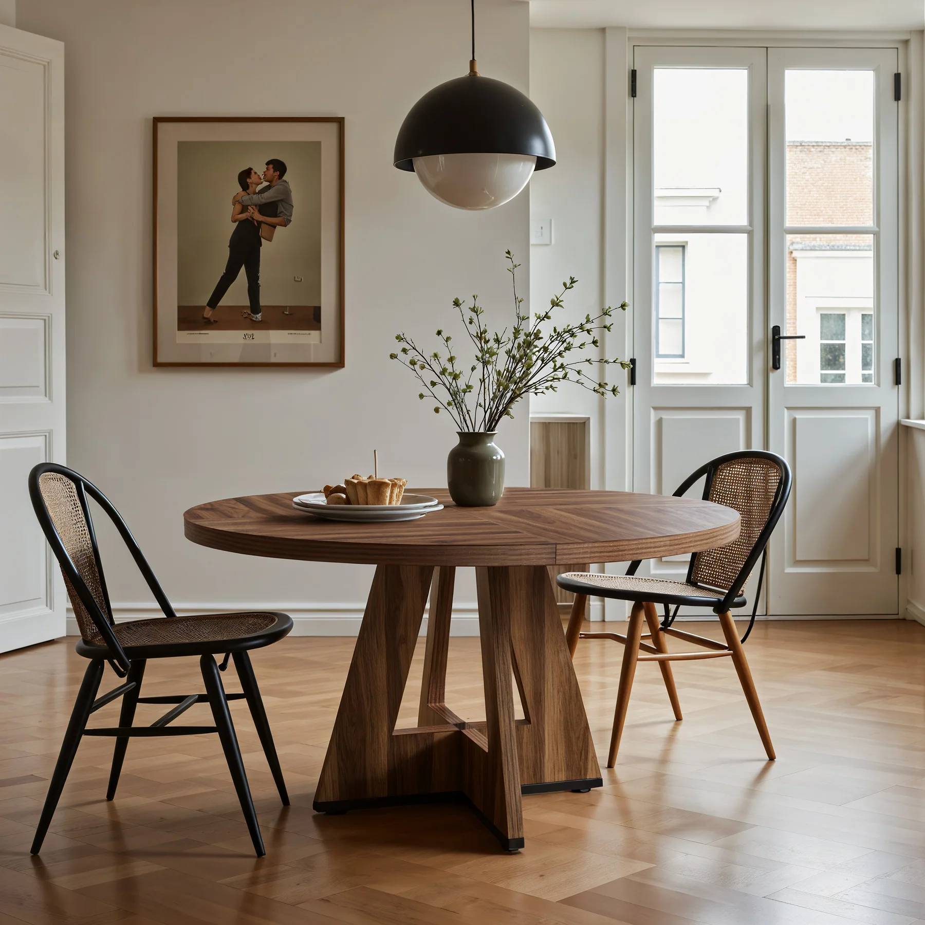 47" Round Farmhouse Dining Table for 4 People, Rustic Dining Room Table - Image 12