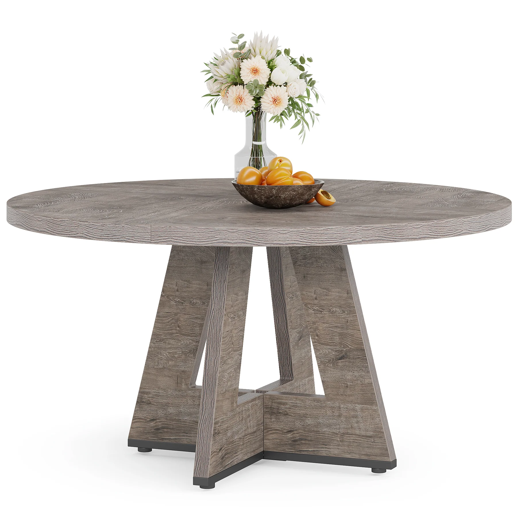 47" Round Farmhouse Dining Table for 4 People, Rustic Dining Room Table - Image 18