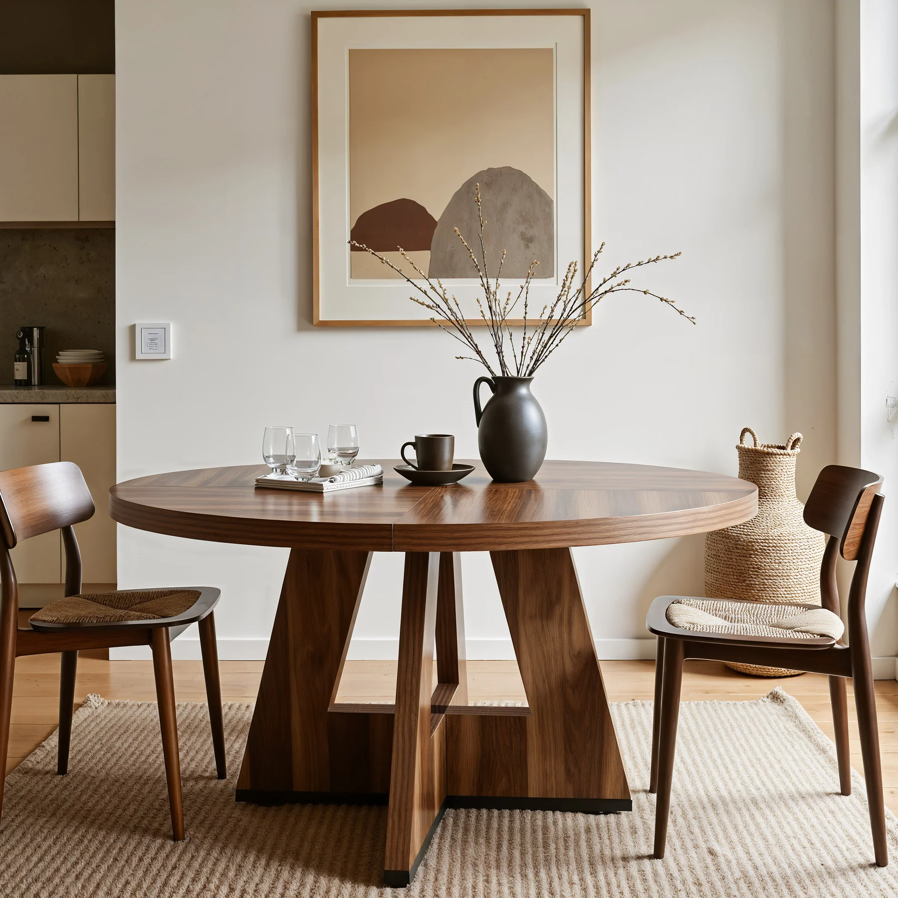 47" Round Farmhouse Dining Table for 4 People, Rustic Dining Room Table - Image 23