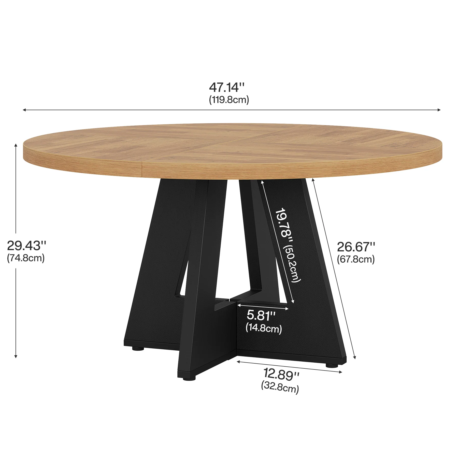 47" Round Farmhouse Dining Table for 4 People, Rustic Dining Room Table - Image 45