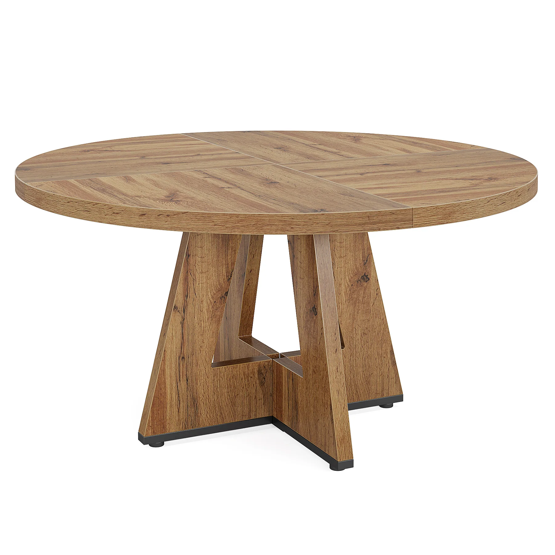 47" Round Farmhouse Dining Table for 4 People, Rustic Dining Room Table - Image 8