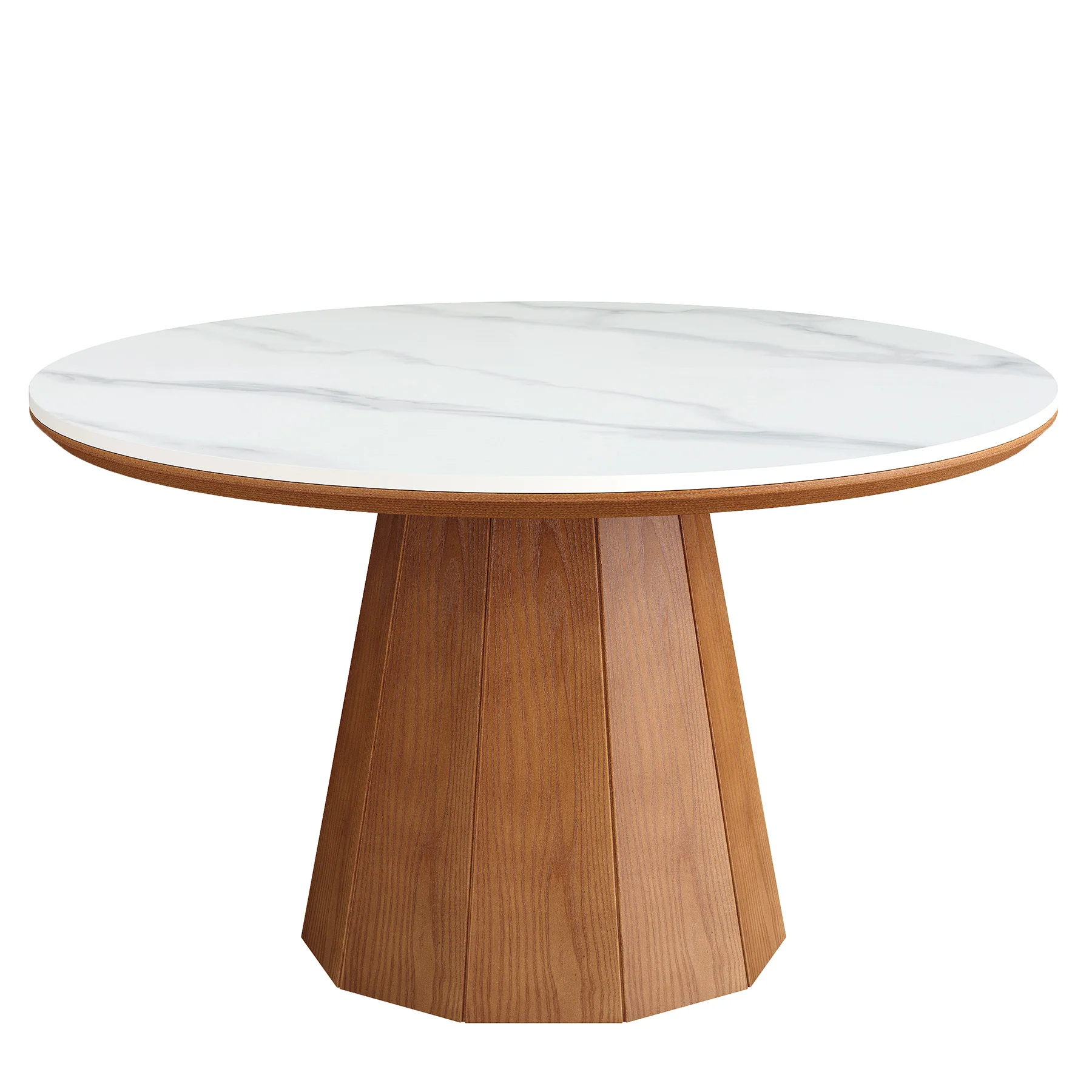 47” Round Sintered Stone Dining Table, Solid Wood Kitchen Dinner Table for 4-6 - Image 7