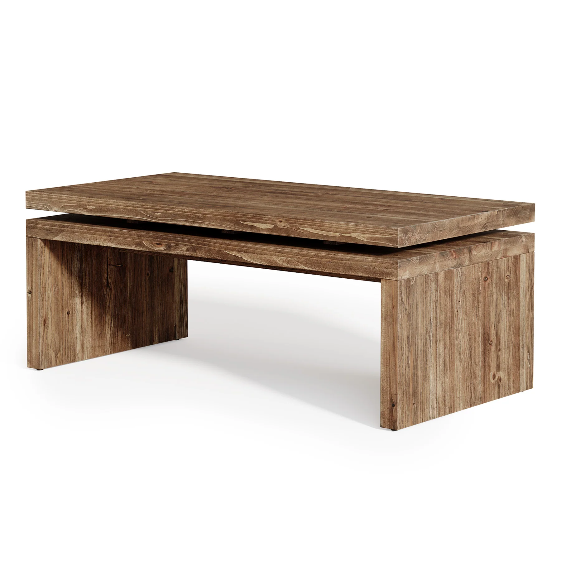 47" Solid Wood Coffee Table, Farmhouse Rectangle Cocktail Table with Thick Tabletop for Living Room - Image 7