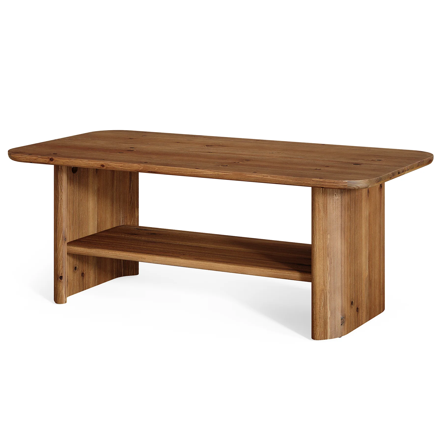 47" Solid Wood Coffee Table, Rectangle Center Table with 2-Tier Storage - Image 8