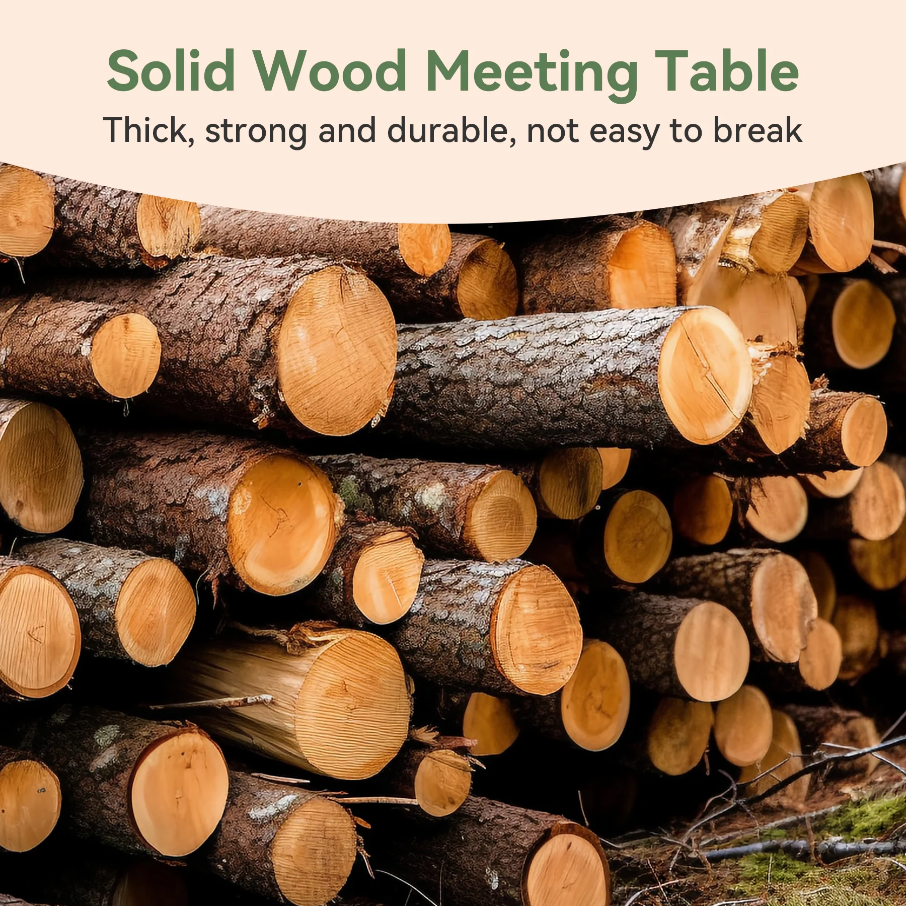 47" Solid Wood Round Conference Table, Farmhouse Meeting Table for 4-6 People for Conference Room - Image 7