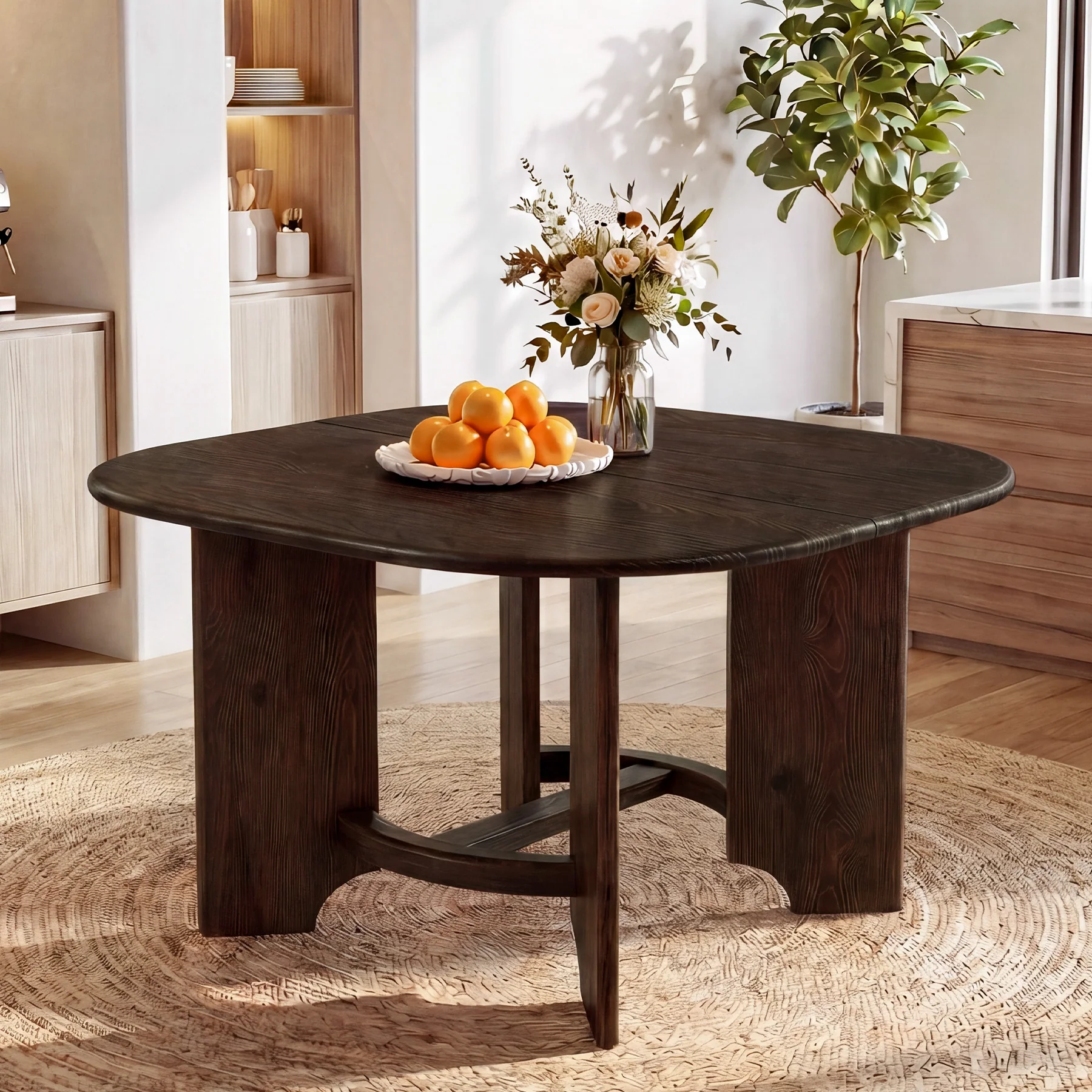 47" Solid Wood Square Dining Table for 4, Farmhouse Kitchen & Dining Room Table - Image 3