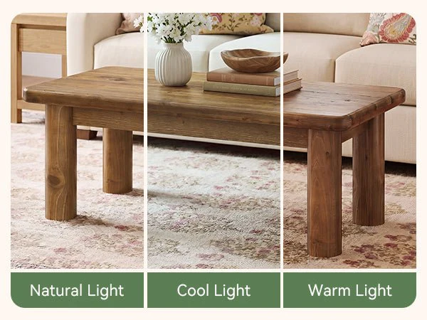 47" Wood Coffee Table, Solid Rectangular Center Table for Living Room - Image 5