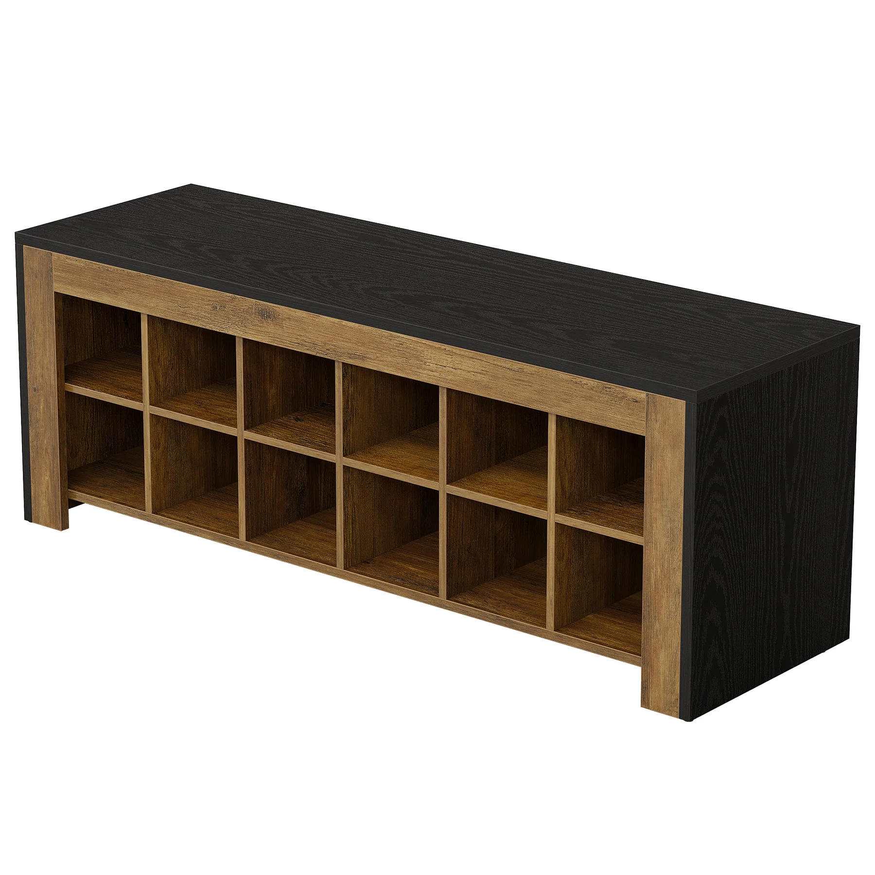 48" Farmhouse Entryway Bench, Shoe Storage Bench with 12 Cubbies for Hallway - Image 8