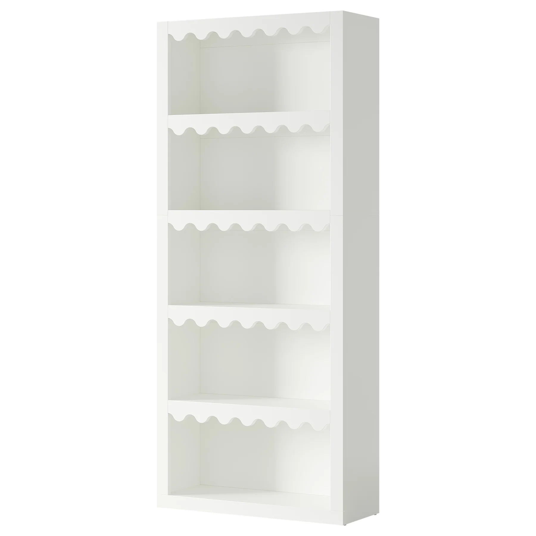70" Bookcase, Modern 5-Tier Bookshelf Storage Organizer with Scalloped Edges - Image 12