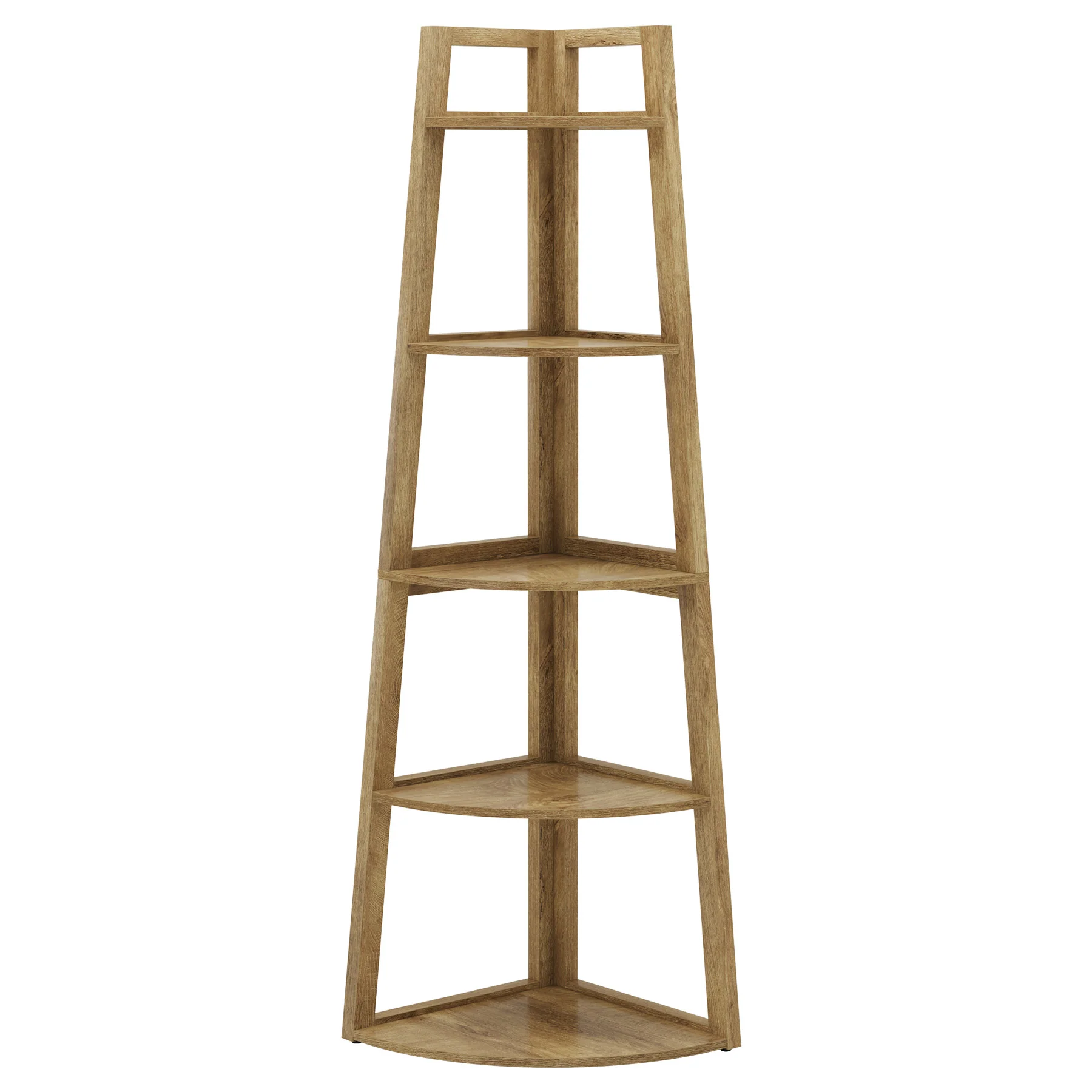 70" Tall Corner Bookshelf, 5 Tier Modern Corner Bookcase Ladder Shelf Plant Stand - Image 10