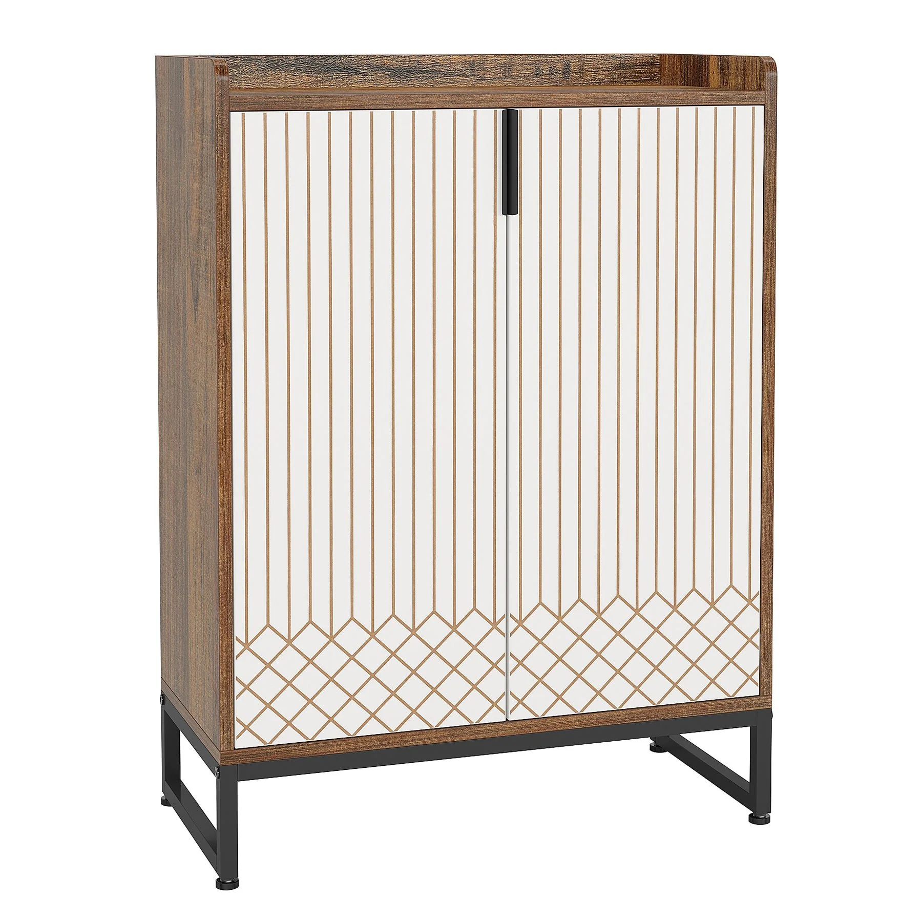 5-Tier Shoe Cabinet with Doors, Freestanding Wood Shoe Organizer for Entryway - Image 15