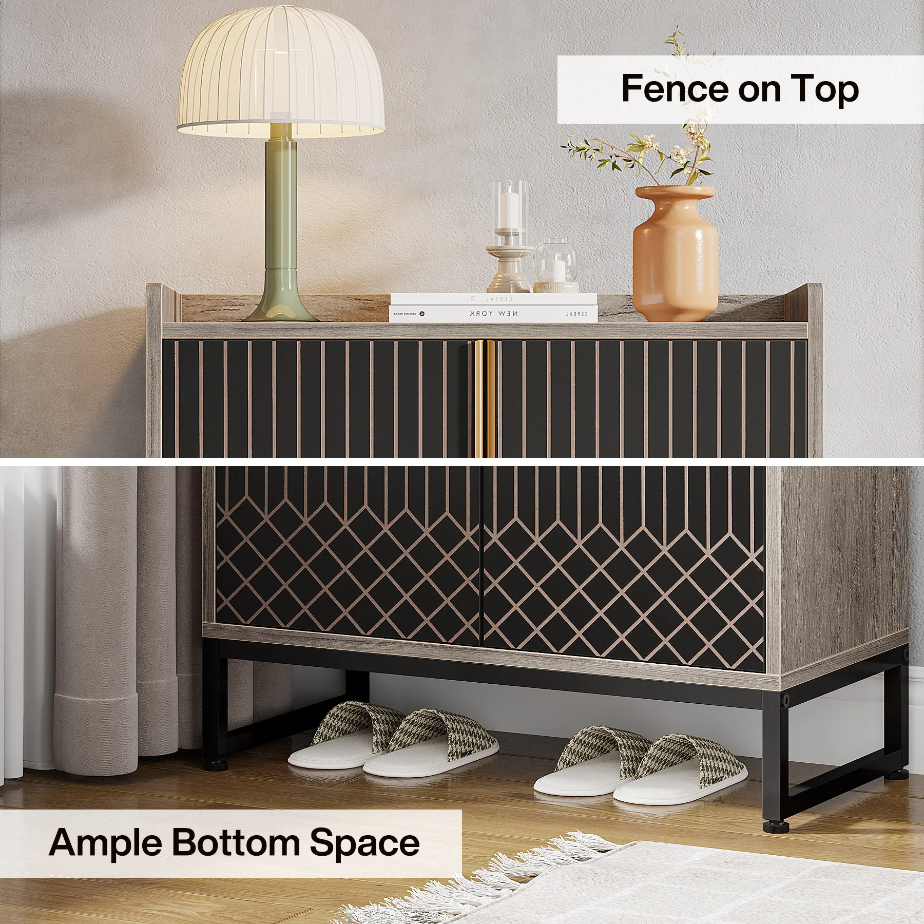 5-Tier Shoe Cabinet with Doors, Freestanding Wood Shoe Organizer for Entryway - Image 21