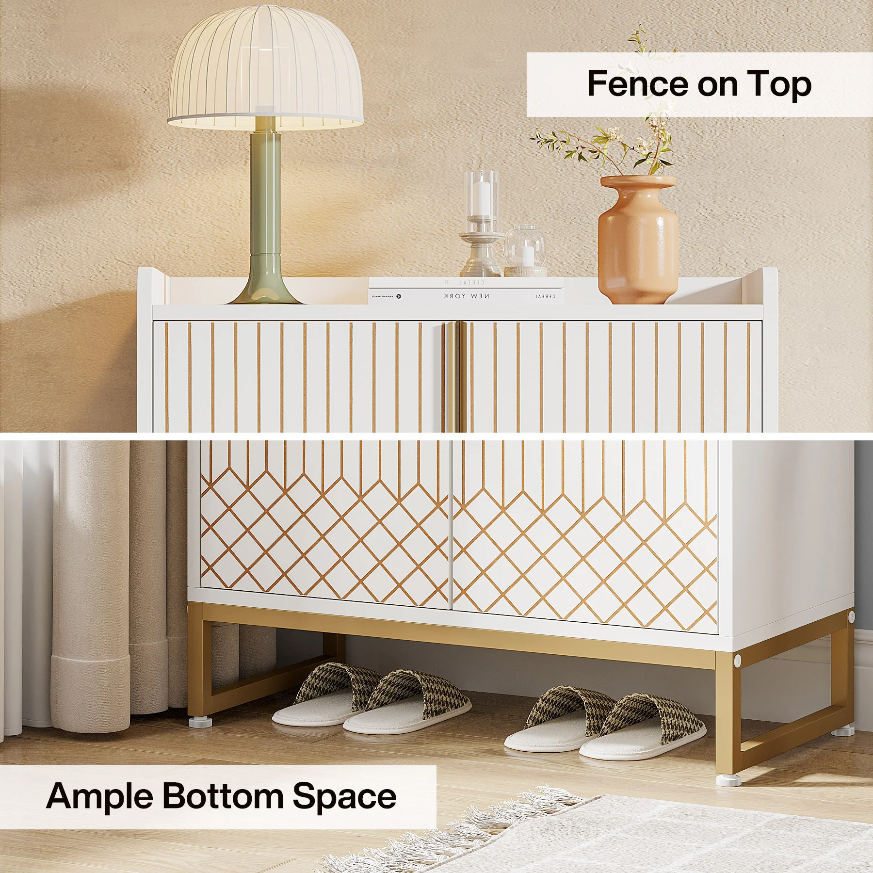 5-Tier Shoe Cabinet with Doors, Freestanding Wood Shoe Organizer for Entryway - Image 8