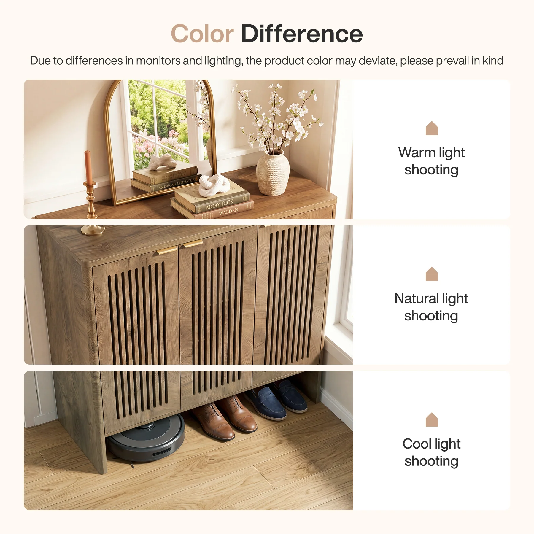 5-Tier Shoe Cabinet with Doors, Wooden Shoe Storage for 25-30 Pairs with Adjustable Shelves - Image 8
